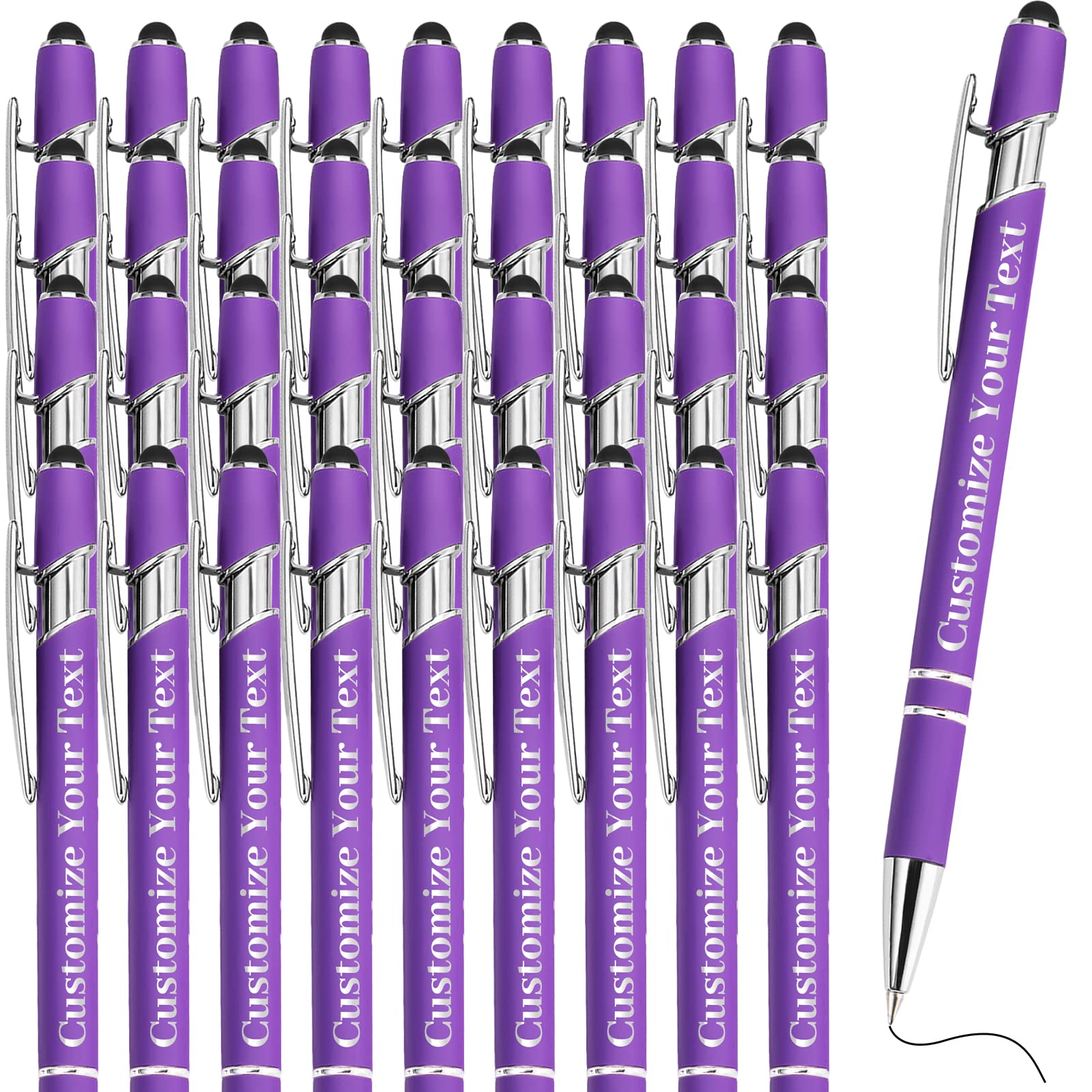 500 Pcs Custom Engraved Pens Bulk - Personalized Ballpoint Pens with Stylus for Business, Graduation, Wedding & Christmas Gifts - Free Name/Text Printing - Ideal for Office, School, Events & Corporate Promotions (36 Pack)