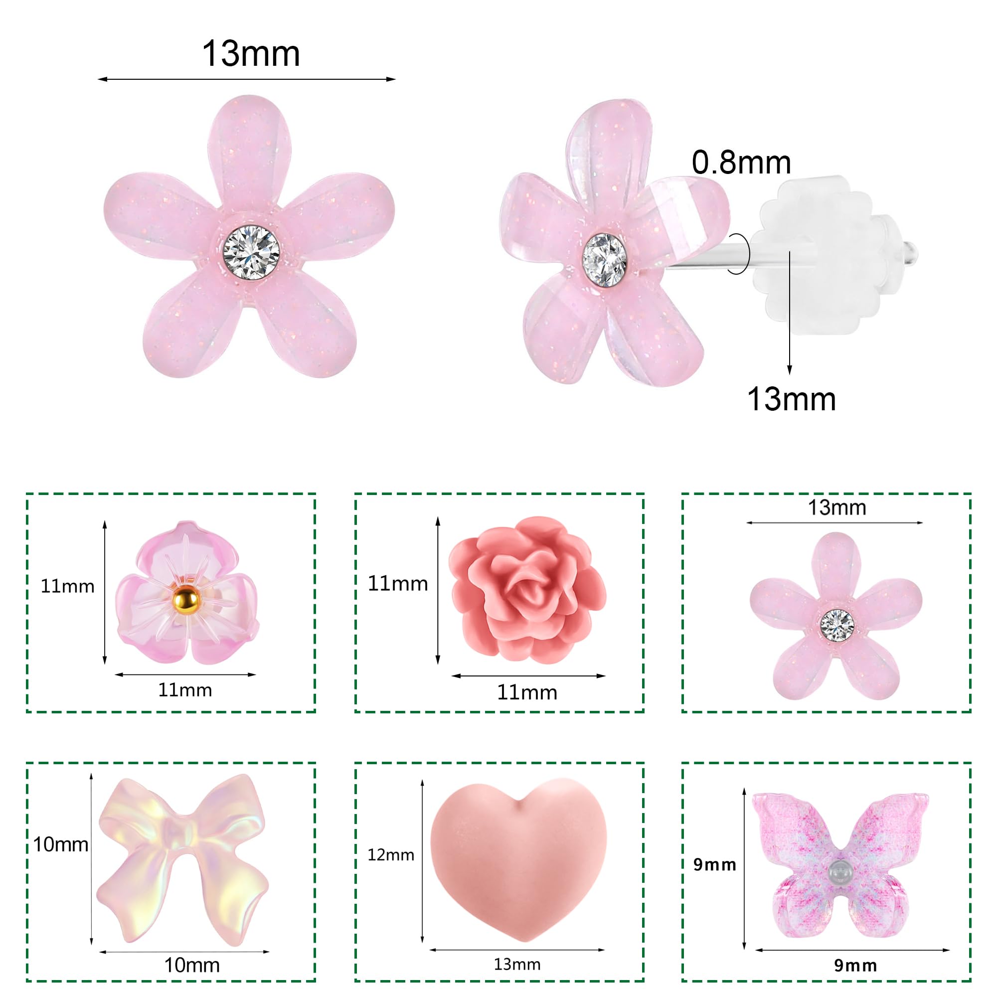 AoedeJ 6 Pairs Hypoallergenic Plastic Earrings for Women & Girls - Clear Stud Earrings for Sensitive Ears, School, Daily Wear & Casual Outfits