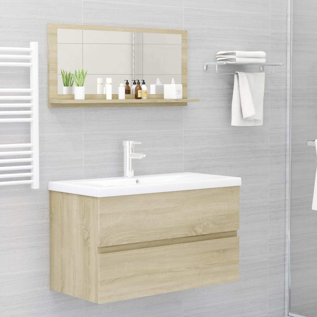 Modern Bathroom Vanity Set with Mirror - Sonoma Oak 31.5
