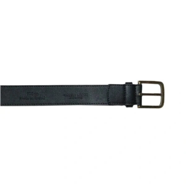 Bo Brass Buckle Vegan Leather Belt for Men & Women - Stylish Black Faux Leather Waistband | Perfect for Office, Casual Wear & Formal Occasions