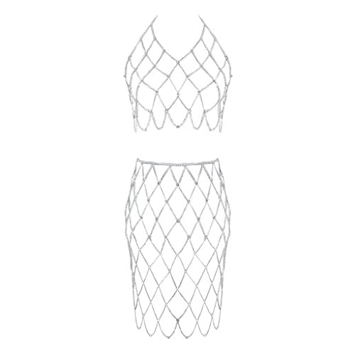 Silvery Color-Bra Body Garment Chain Waist Chain Suit-6