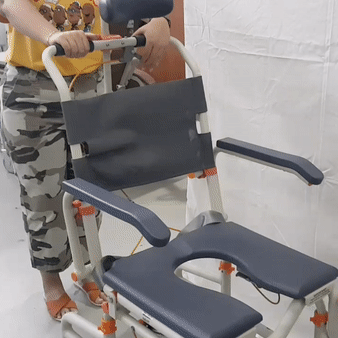 ShowerBuddy Roll In Buddy Tilt In Space Commode - Adjustable Shower Chair for Elderly & Disabled - Bathroom Safety Transfer Bench with Wheels for Seniors & Mobility Assistance (Ideal for Shower, Bathroom & Home Care Use)