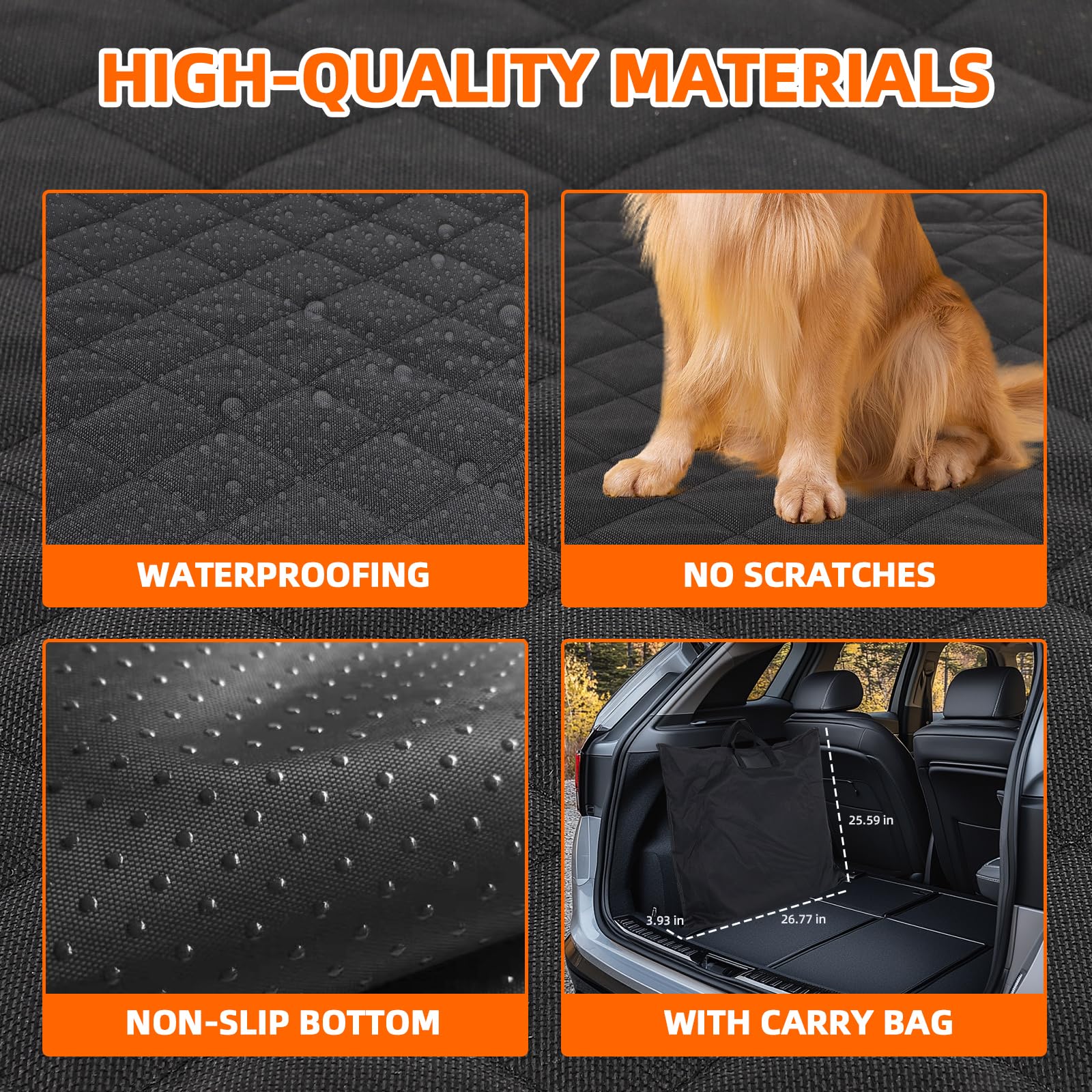FAHKNS Heavy Duty Dog Car Seat Cover for Trucks - Waterproof Pet Hammock with Hard Bottom & Strong Support for Full Size Pickups (F150/RAM1500/Silverado Crew Cab) - Perfect for Road Trips & Outdoor Adventures
