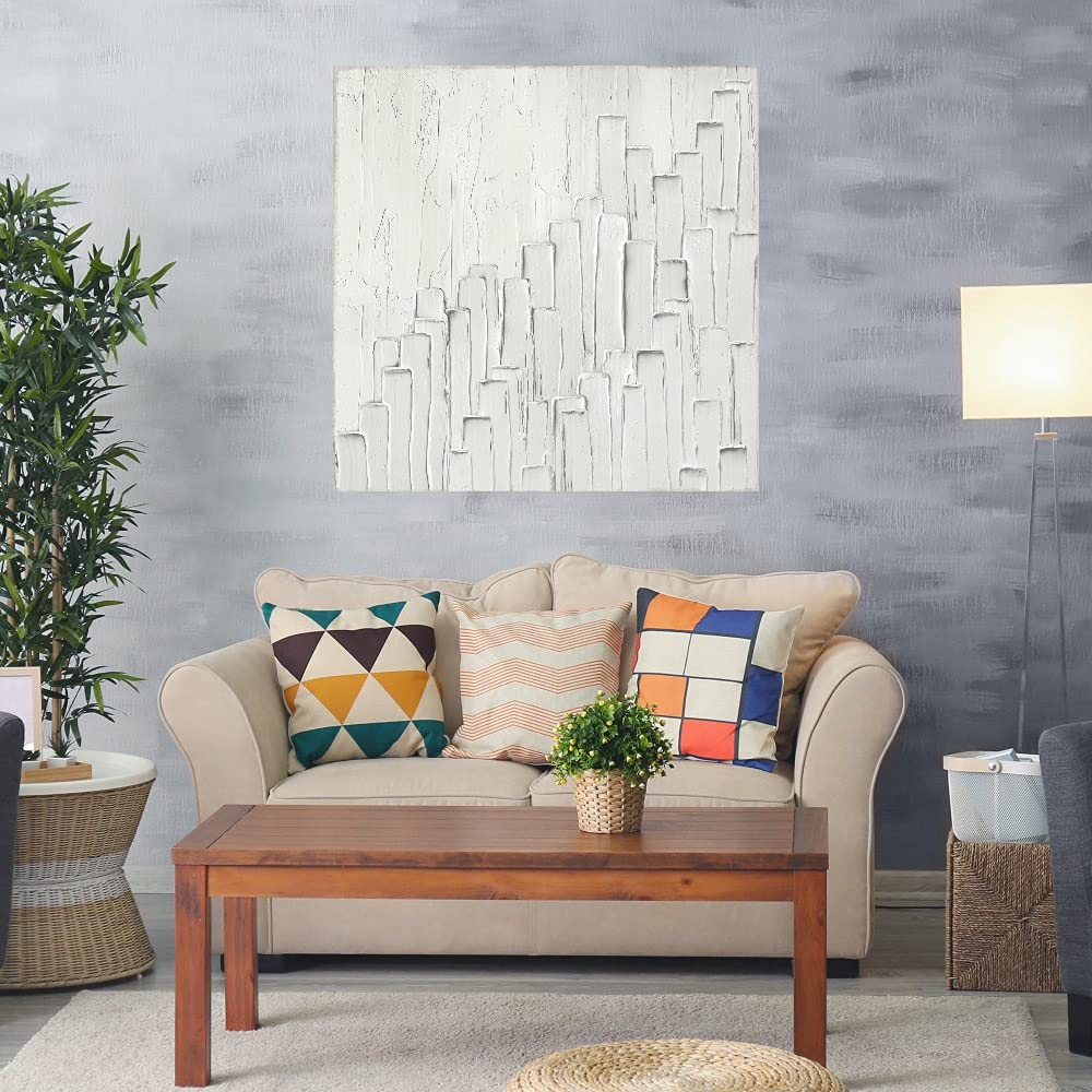 Paul Duncan Gray Staircase Fine Art Canvas Wall Decor - Ready to Hang 22x22 Inches - Perfect for Living Room, Bedroom, Bathroom, Kitchen, Office, Bar & Dining Room - Modern Home & Office Wall Art