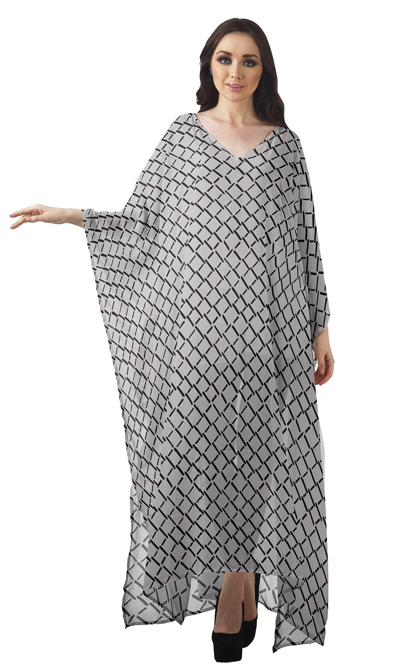 Moomaya Women's Sheer Turkish Kaftan Cover Up Dress - Beach Swimwear Long Caftan for Pool, Vacation & Summer Outfits