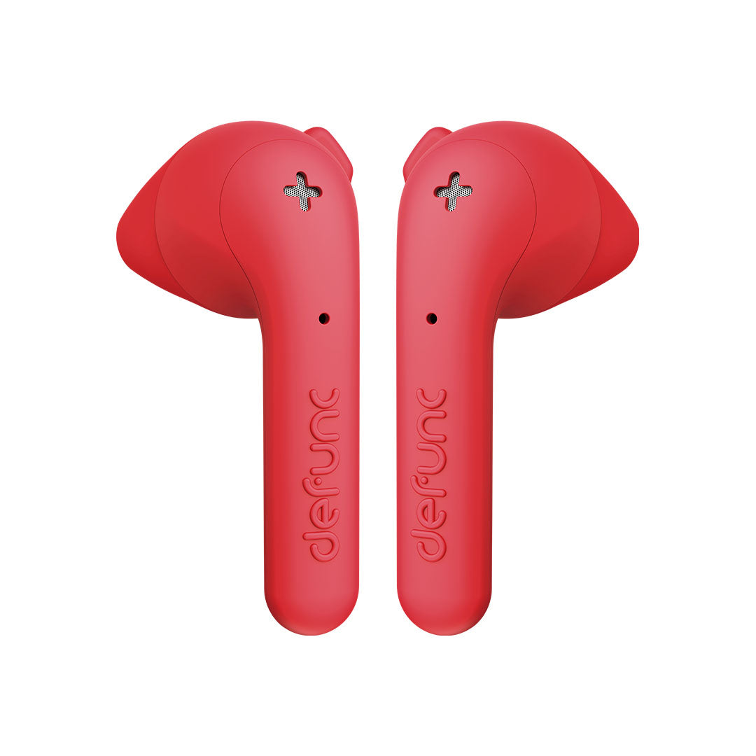 Defunc True Basic True Wireless Earbuds - Red | Bluetooth Headphones with Noise Cancelling for Gym, Running & Travel