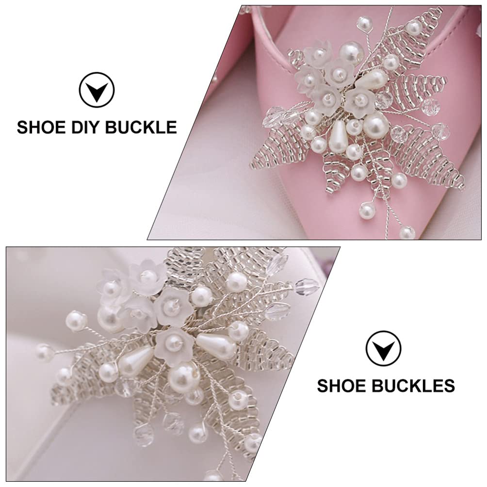 1 Pair Elegant Pearl & Rhinestone Shoe Clips - Crystal Bridal Shoe Buckles - DIY Floral Shoe Charms for Wedding, Party, Prom - Decorative Shoe Accessories for Heels & Flats - Perfect for Bridesmaids, Dancers & Special Occasions