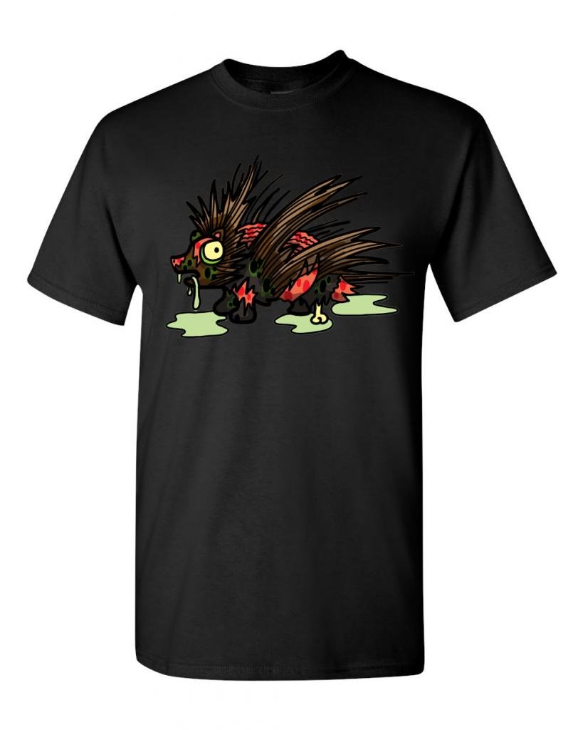 Zombie Porcupine Undead Animals Graphic T-Shirt for Men & Women - Cool Horror Tee for Halloween, Cosplay & Gamer Fans