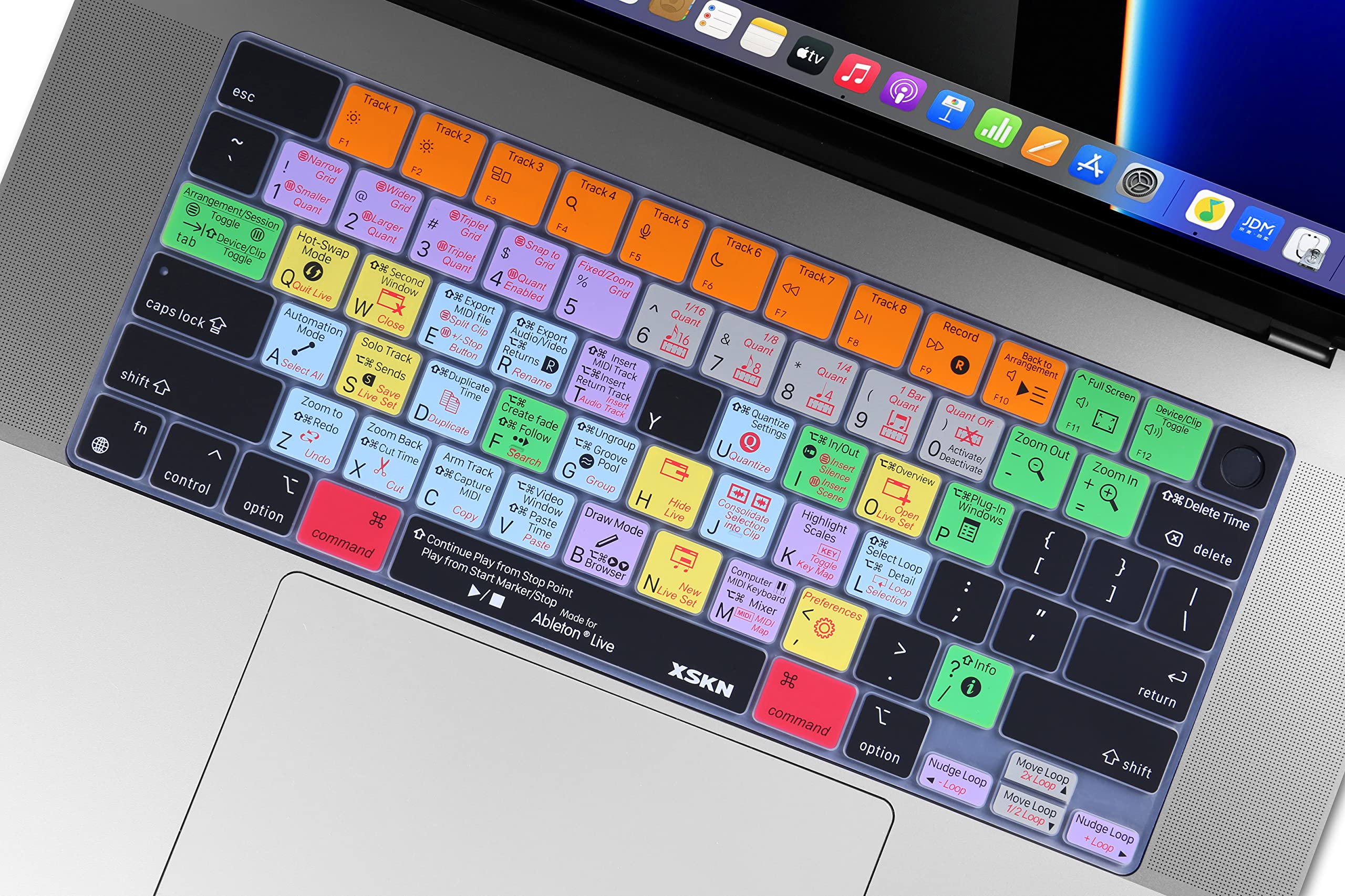 Ableton Live Shortcut Silicone Keyboard Cover for MacBook Pro 14 (2021) - US Layout | K-399 | Perfect for Music Production & Live Performance