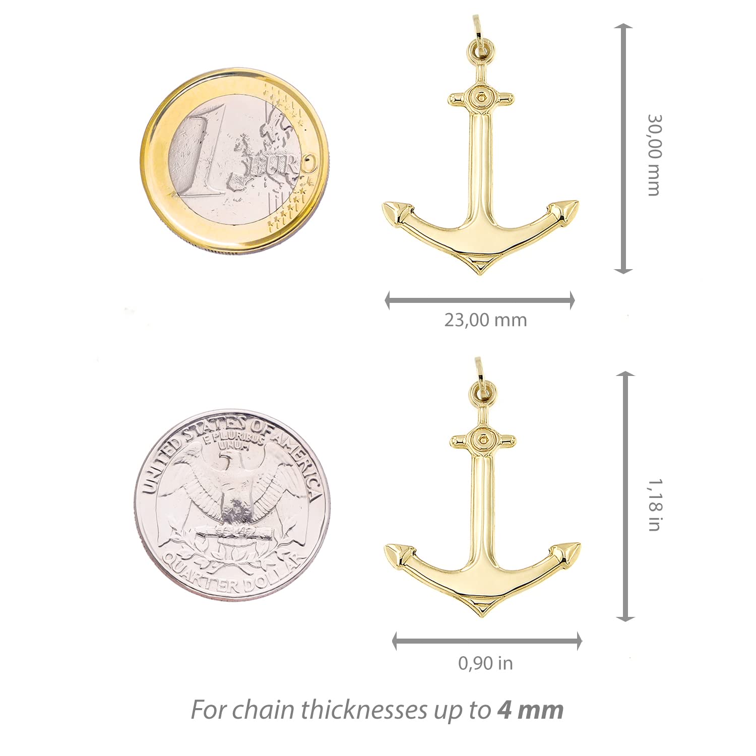 Lucchetta 14k Gold Nautical Anchor Pendant Necklace for Men & Women - Authentic Italian Jewelry from Italy - Perfect Gift for Sailors, Boaters & Beach Lovers - Ideal for Cruises, Sailing Trips & Coastal Vacations