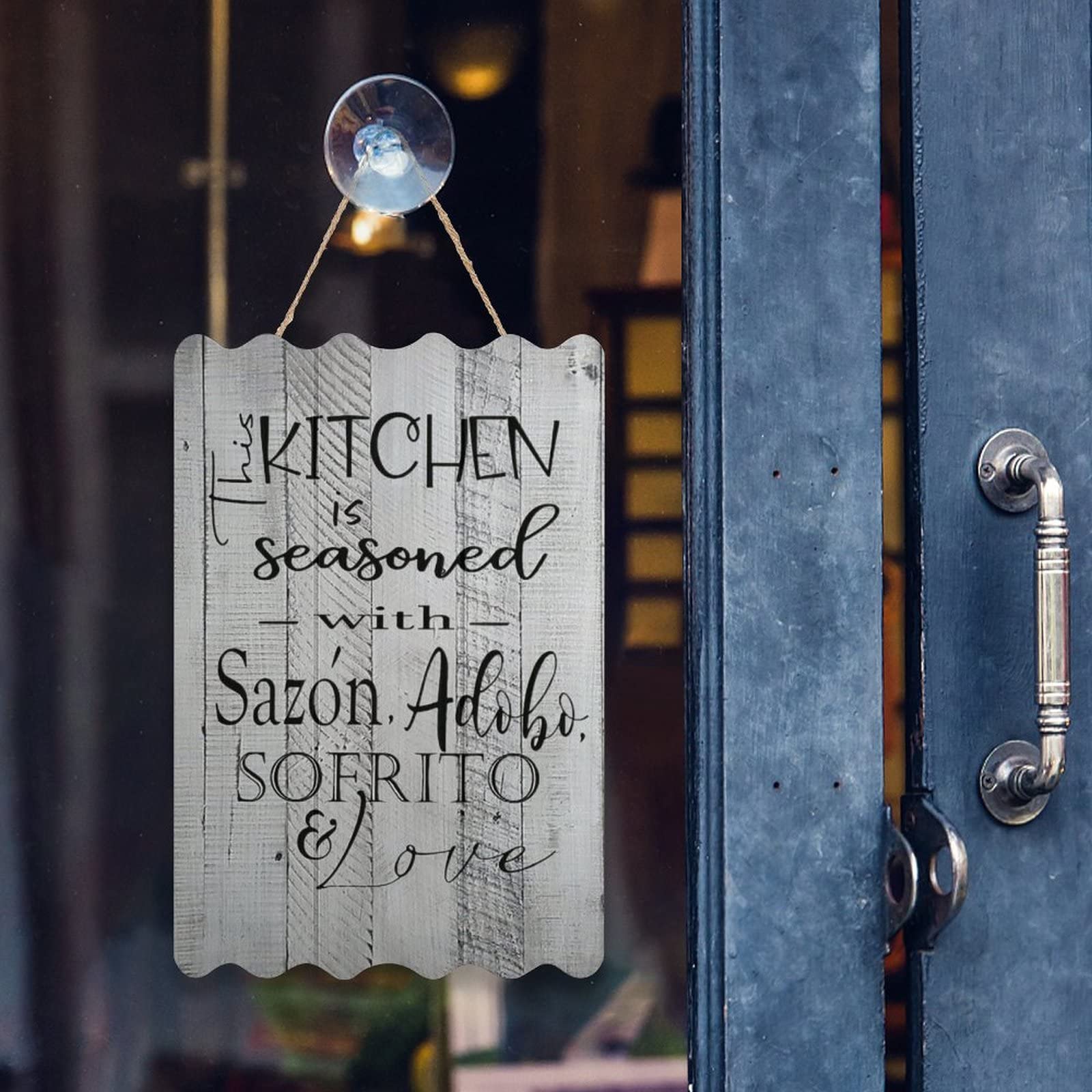 Authentic Spanish Puerto Rican Kitchen Wall Decor - 8×12 Inch Hanging Sign with Sazon Adobo Sofrito Design - Perfect for Home, Restaurant & Latino Cultural Decor