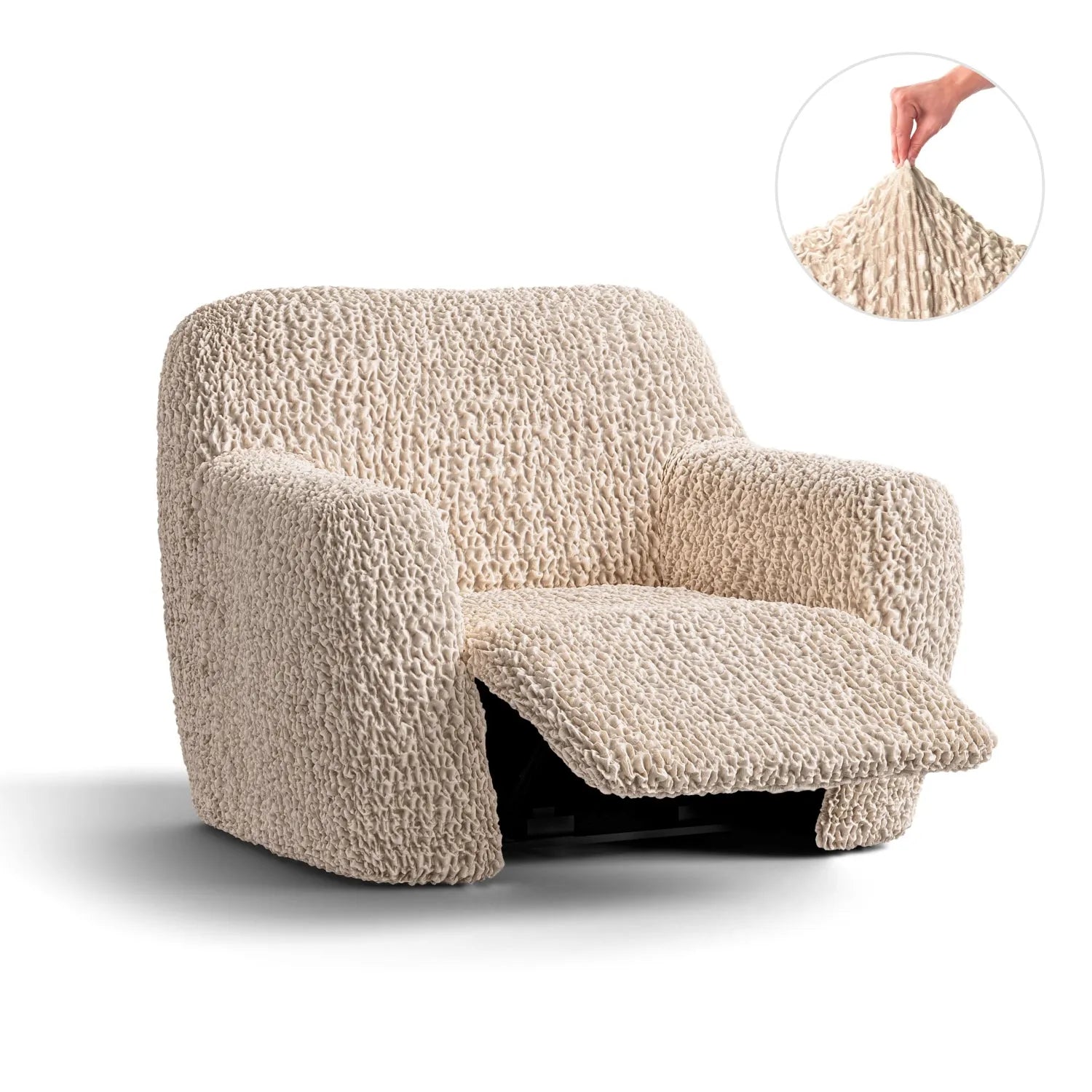 Goffrato Velvet Reclining Armchair Slipcover - Soft Stretch Furniture Protector for Living Room, Bedroom & Home Theater