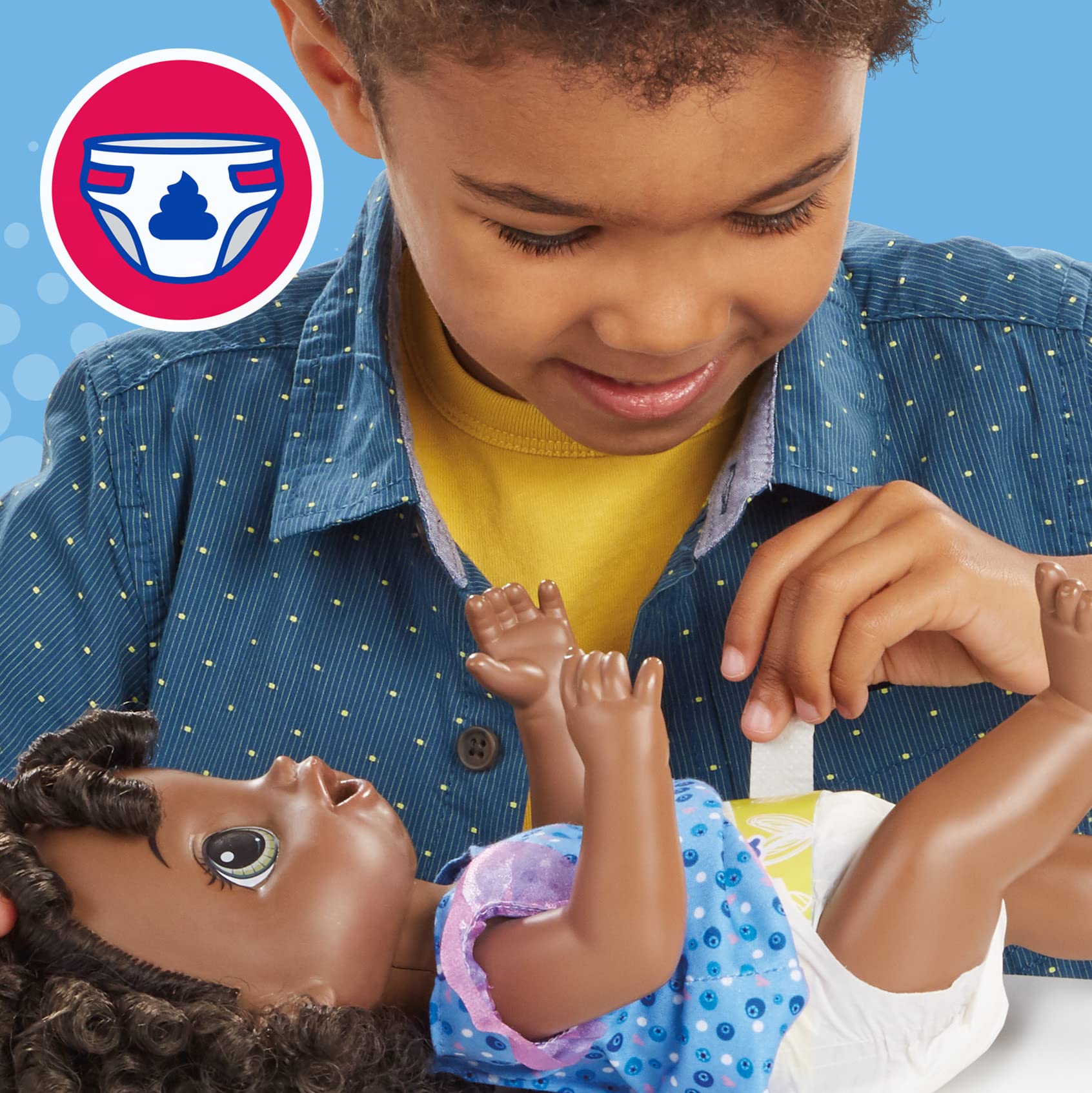 Baby Alive Magical Mixer Baby Doll with Blender Accessories - Interactive Toy That Drinks, Wets & Eats (Blueberry Blast, Black Hair) - Perfect Gift for Girls & Boys Ages 3+ | Fun Pretend Play for Kids' Tea Parties & Role-Playing Games