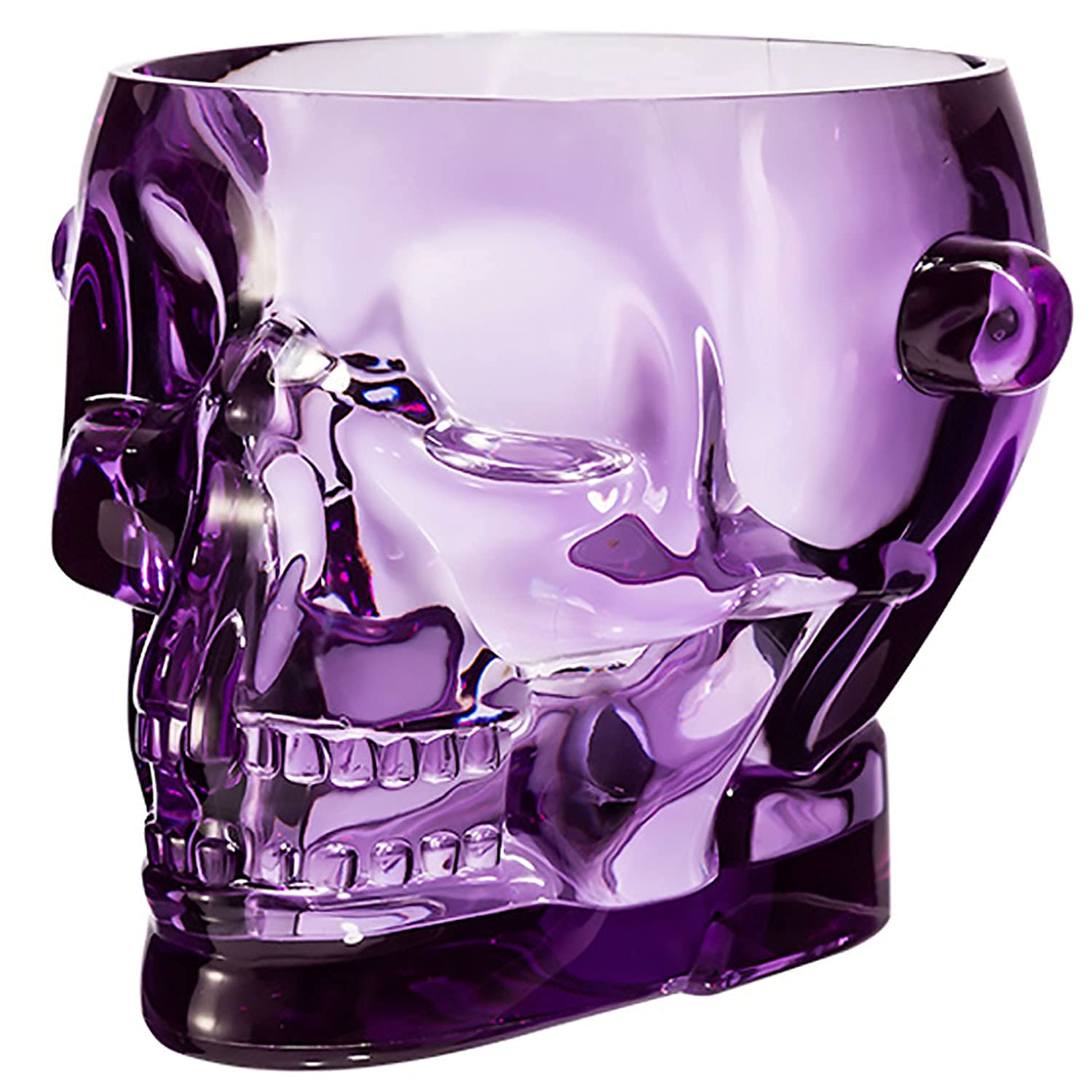 Skull Ice Bucket - Clear Hard Plastic Drink Cooler with Metal Tongs - Perfect for Halloween Parties, Cocktail Serving & Themed Events