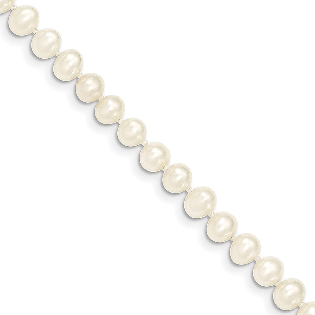 14K Yellow Gold 6mm White Near Round Freshwater Cultured Pearl Necklace with Pendant Charm - Elegant Fine Jewelry for Women, Perfect Gift for Her - Ideal for Weddings, Anniversaries & Special Occasions