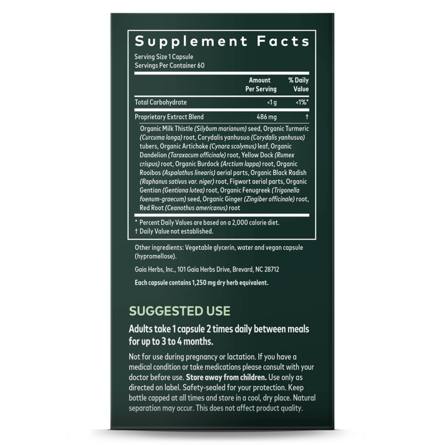 Gaia Herbs Liver Cleanse Detox Supplement - 60 Capsules for Liver Support & Natural Detoxification | Promotes Healthy Digestion & Energy Levels