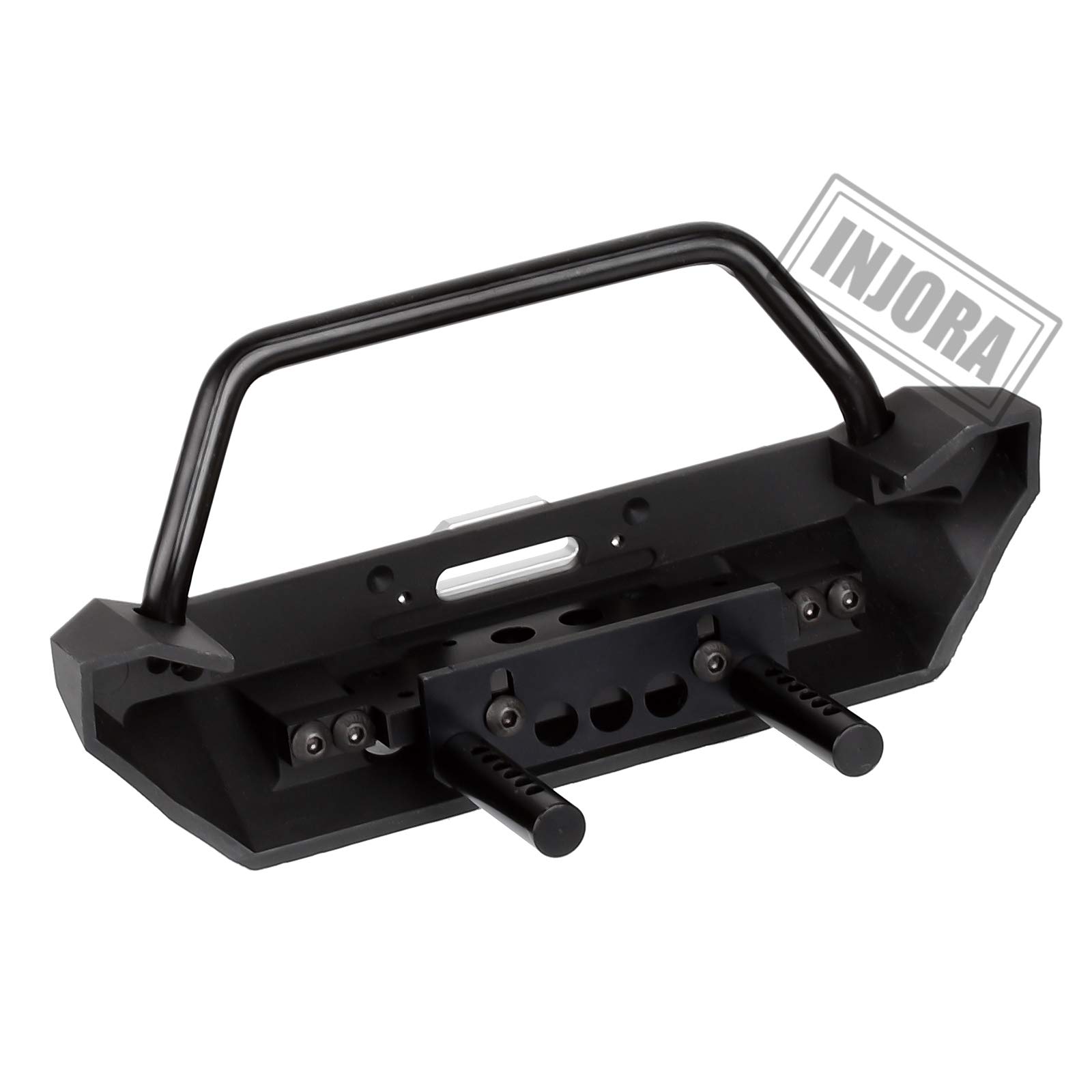 INJORA Heavy Duty Metal Front Bumper with Tow Hooks for 1/10 RC Crawler - Compatible with Axial SCX10, SCX10 III 90046 & AXI03007 - Perfect for Off-Road Crawling & Rock Climbing Adventures