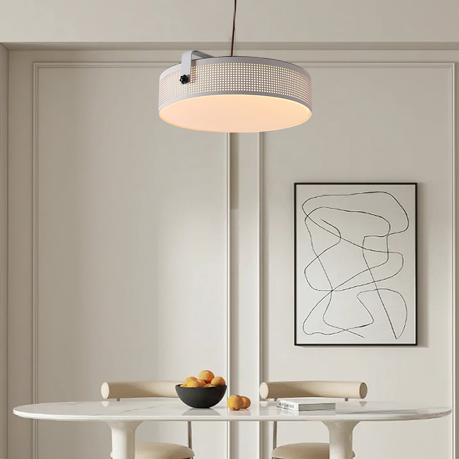 Modern Dana Round Pendant Light - Vintage Industrial Ceiling Lamp with Metal Shade - Perfect for Dining Room, Kitchen Island, Bedroom or Living Room Lighting