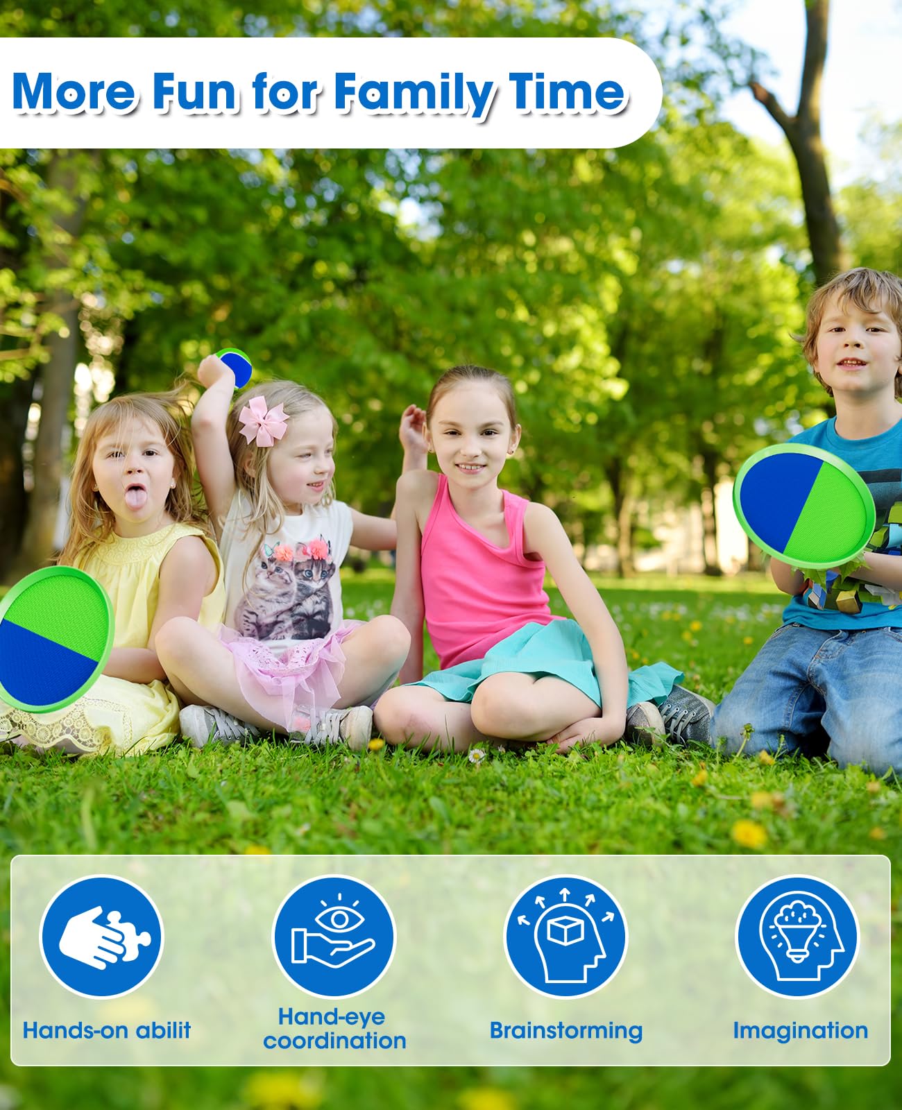 Aywewii Ball Catch Paddle Set - Outdoor Beach & Backyard Games for Kids & Adults - Fun Pool, Park, and Lawn Toss Toys for Ages 3-11 - Perfect for Family Gatherings, Picnics, and Summer Activities
