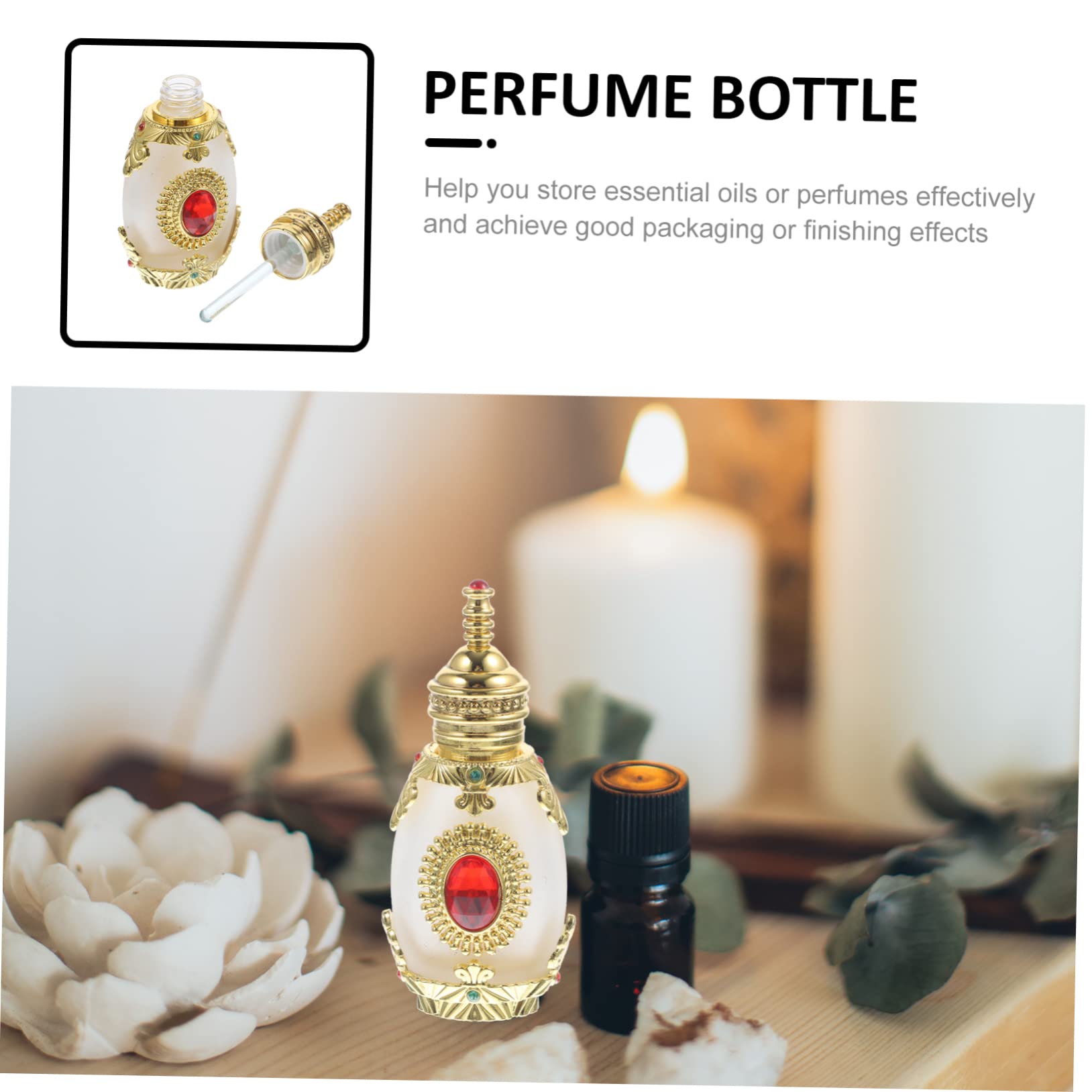 Exotic Middle Eastern Perfume Bottles - Empty Glass Aromatherapy Cologne Bottles with Stone Design, Travel-Sized Hair Oil & Spray Applicator - Perfect for Home Fragrance, Gift Giving & Travel Essentials