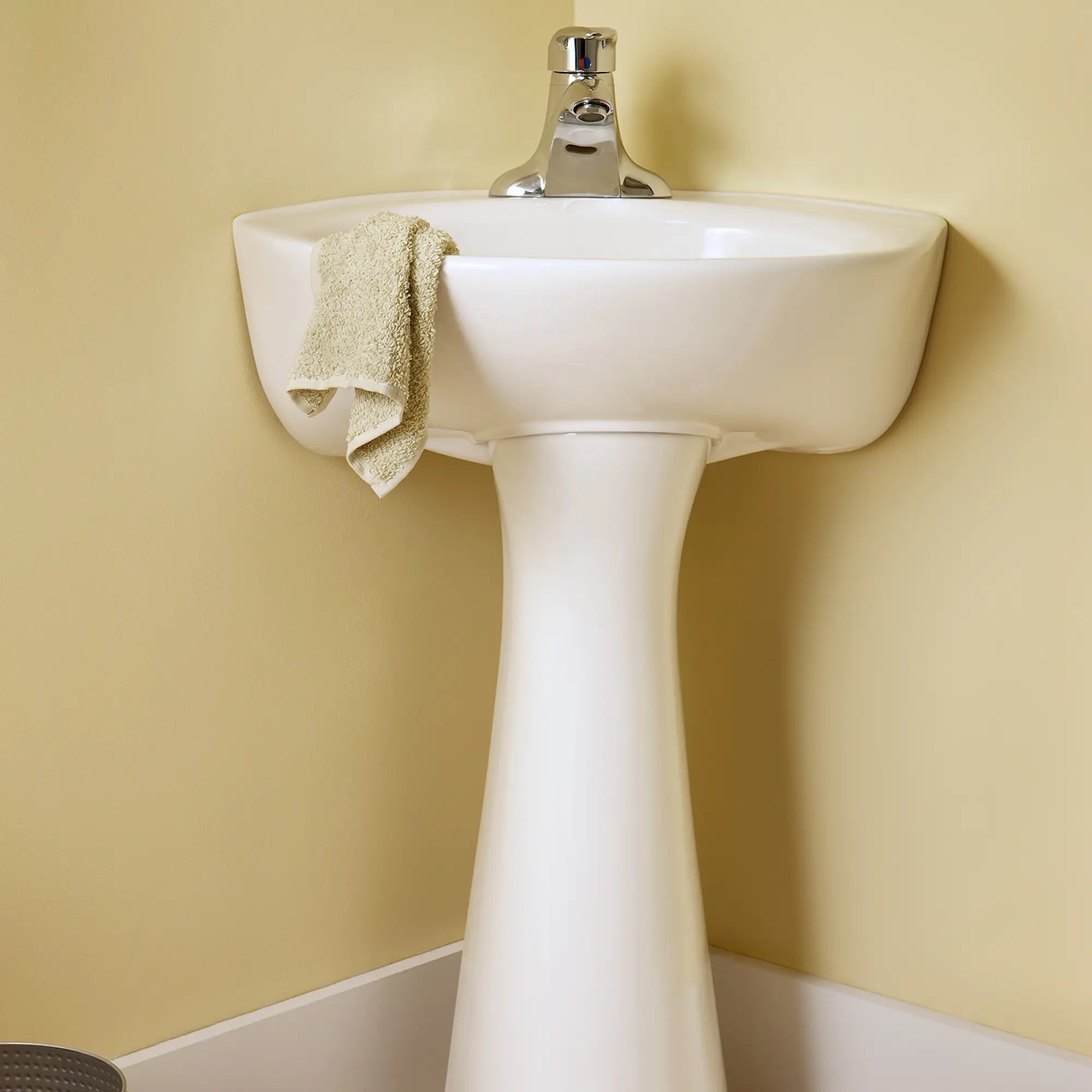 Cornice Center Hole Only Pedestal Sink Top with Leg Set - Modern Bathroom Vanity for Small Spaces, Perfect for Powder Rooms & Guest Baths