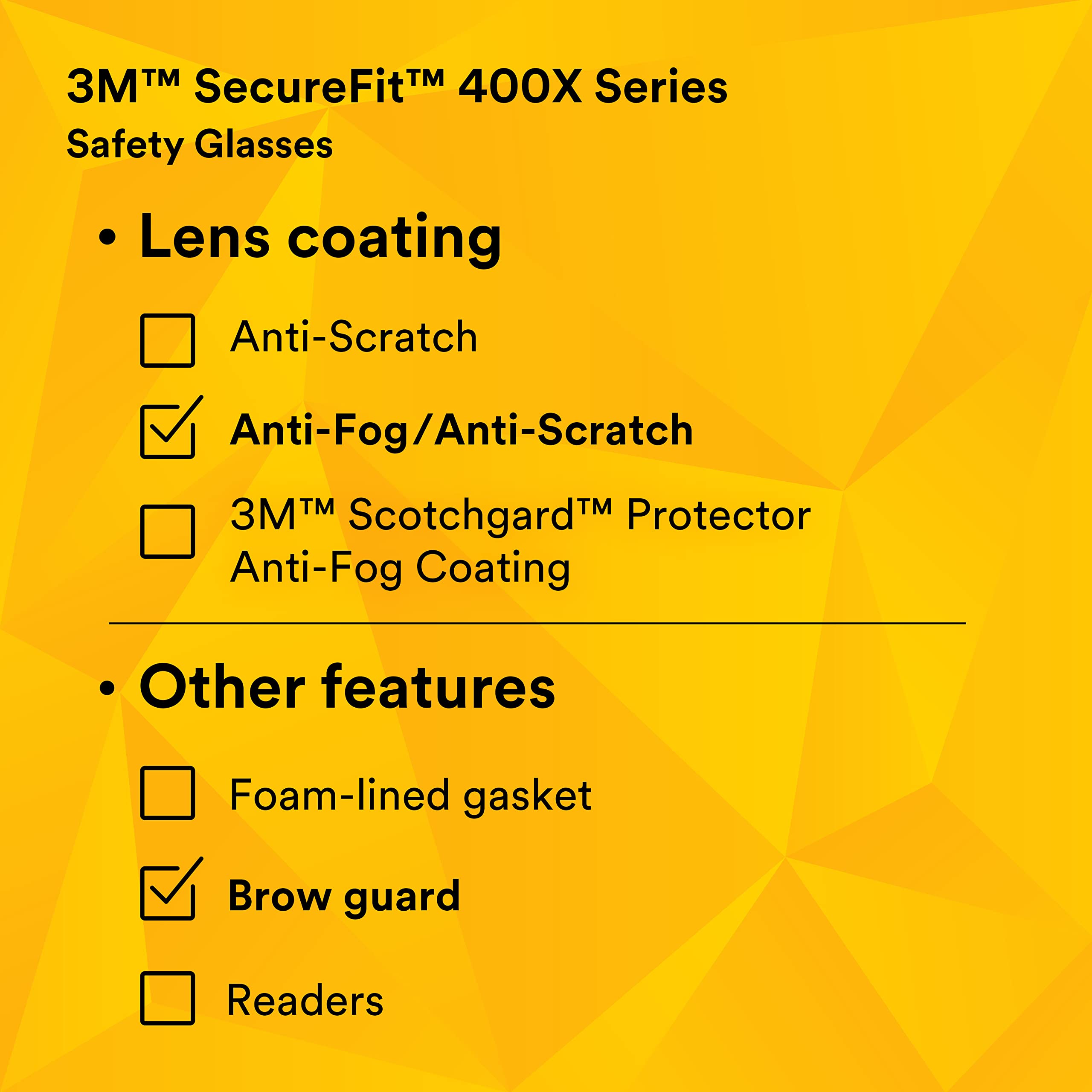 3M SecureFit 400X Safety Glasses - ANSI Z87.1 Certified, Anti-Fog & Scratch Resistant Clear Lenses, Lightweight Green/Black Frame with Brow Guard - Perfect for Construction, Woodworking, Lab Work and DIY Projects