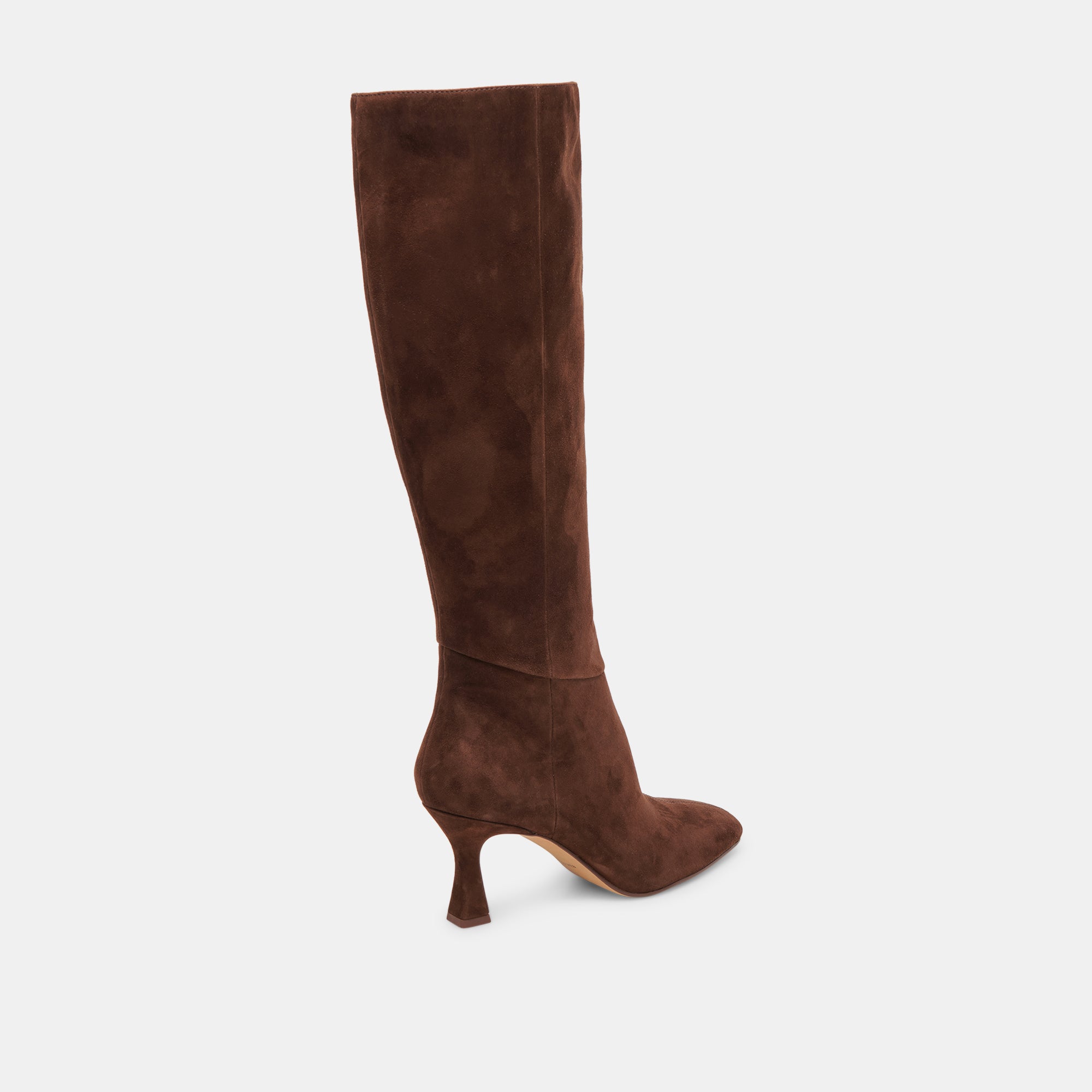 GYRA Wide Calf Boots for Women - DK Brown Suede Leather Mid-Calf Booties - Comfortable & Stylish for Fall, Winter & Office Wear