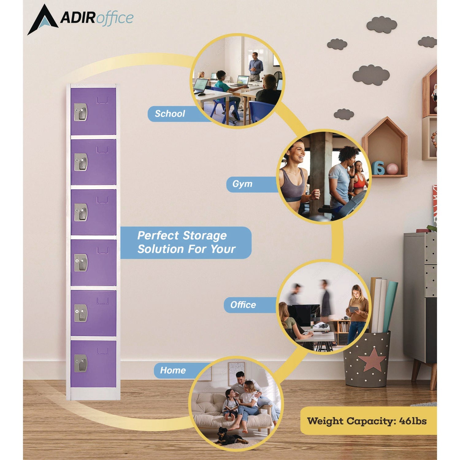 AdirOffice 6-Compartment Steel Storage Locker - 12