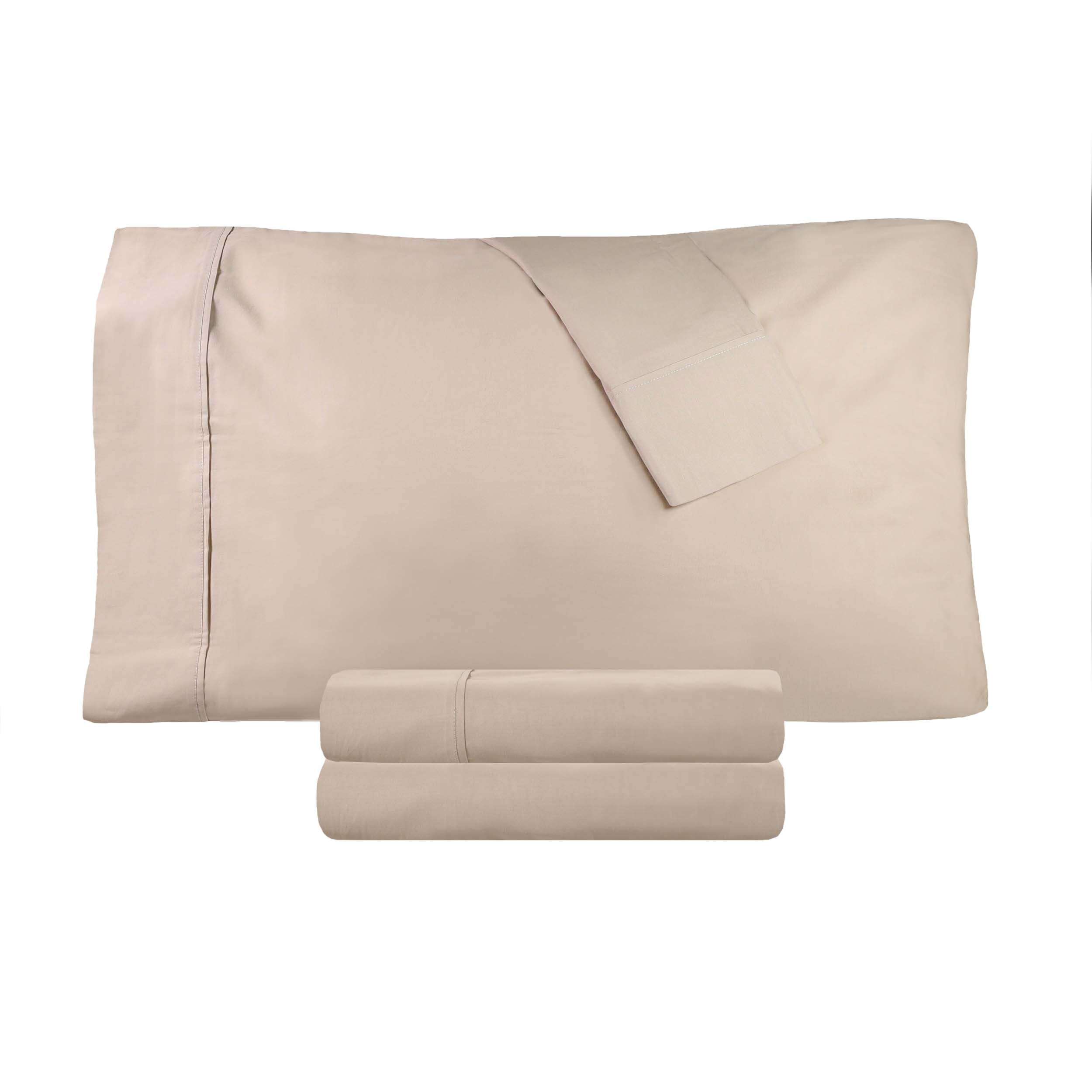 300 Thread Count Cotton Percale Solid Deep Pocket Bed Sheet Set - Queen Size, Soft & Breathable Luxury Sheets for Comfortable Sleep - Perfect for Master Bedroom, Guest Room or Vacation Home