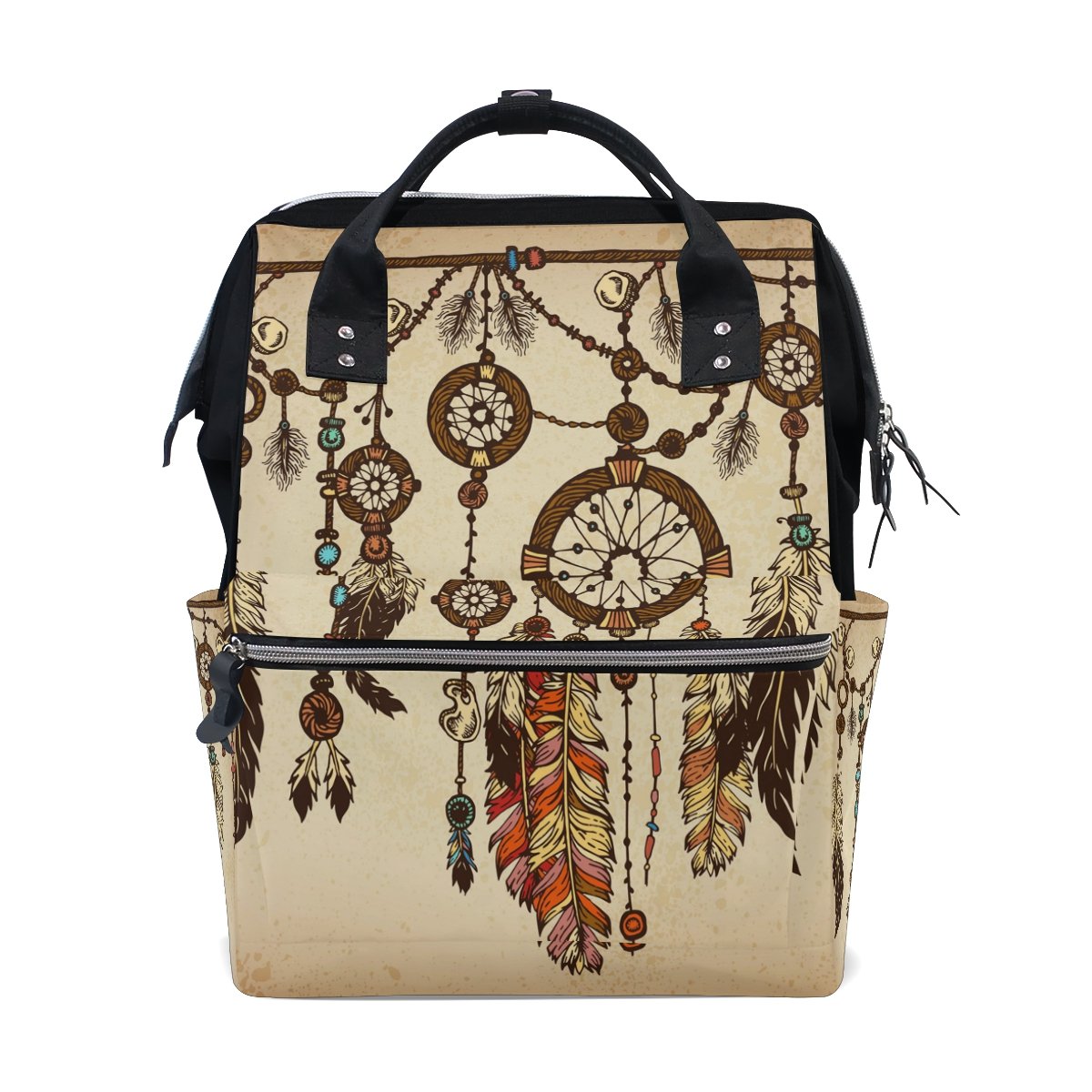 WOZO Vintage Ethnic Dreamcatcher Diaper Backpack - Multi-Functional Travel Bag for Moms, Baby Essentials & Outdoor Adventures | Perfect for Nursery, Daycare & Family Trips