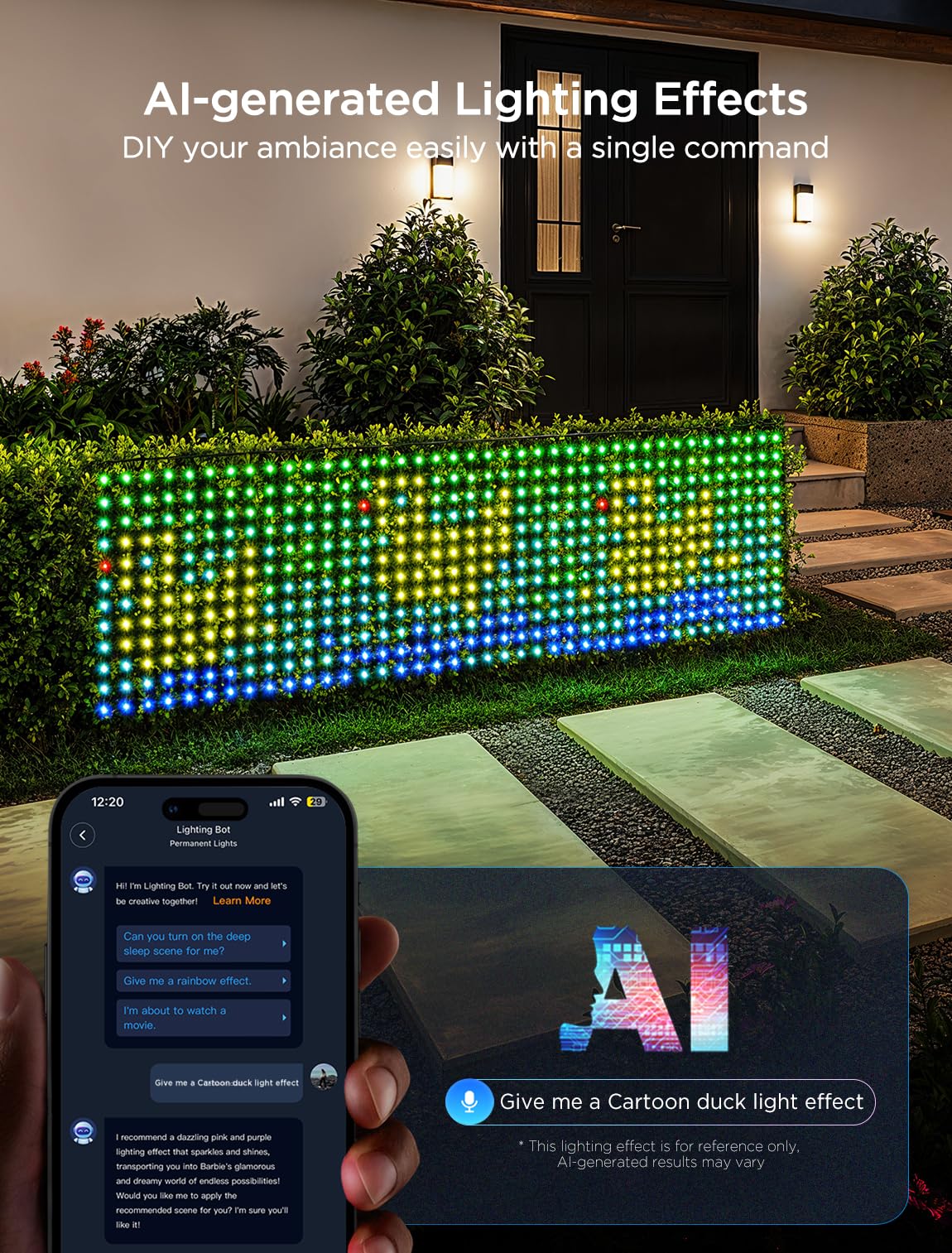 Govee Outdoor RGBIC Smart Net Lights - 2.8 × 9.4ft 480 LEDs with DIY Functions, 64 Lighting Modes, IP65 Waterproof for Bush, Patio, Garden Decor - Alexa & Google Assistant Compatible (Green Wire) - Perfect for Christmas, Halloween, Parties & Outdoor Events