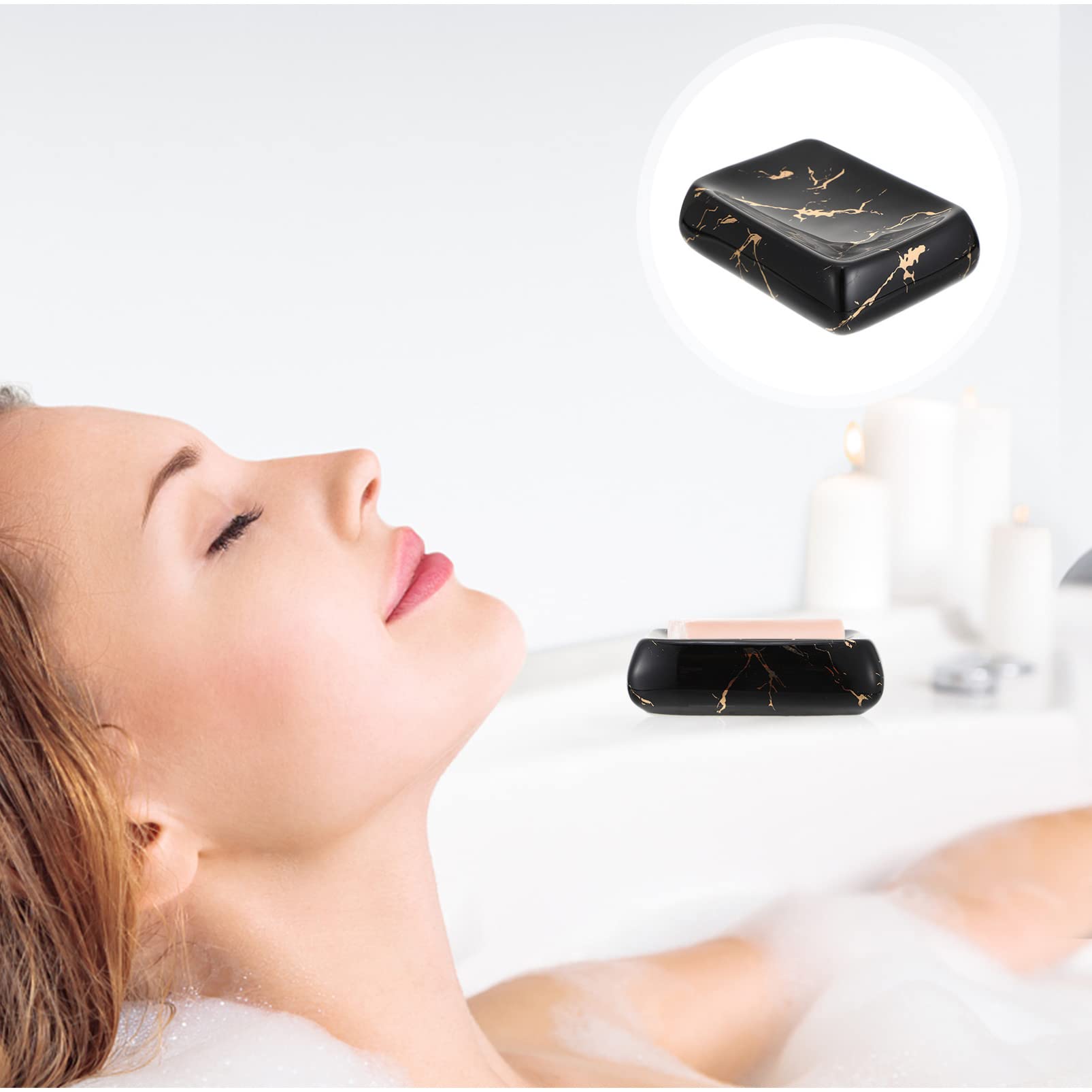 Ceramic Soap Holder with Drainage - Elegant Bathroom Soap Dish for Countertop, Sink, or Shower - Soap Storage Box & Tray for Home, Spa, and Guest Bath Decor