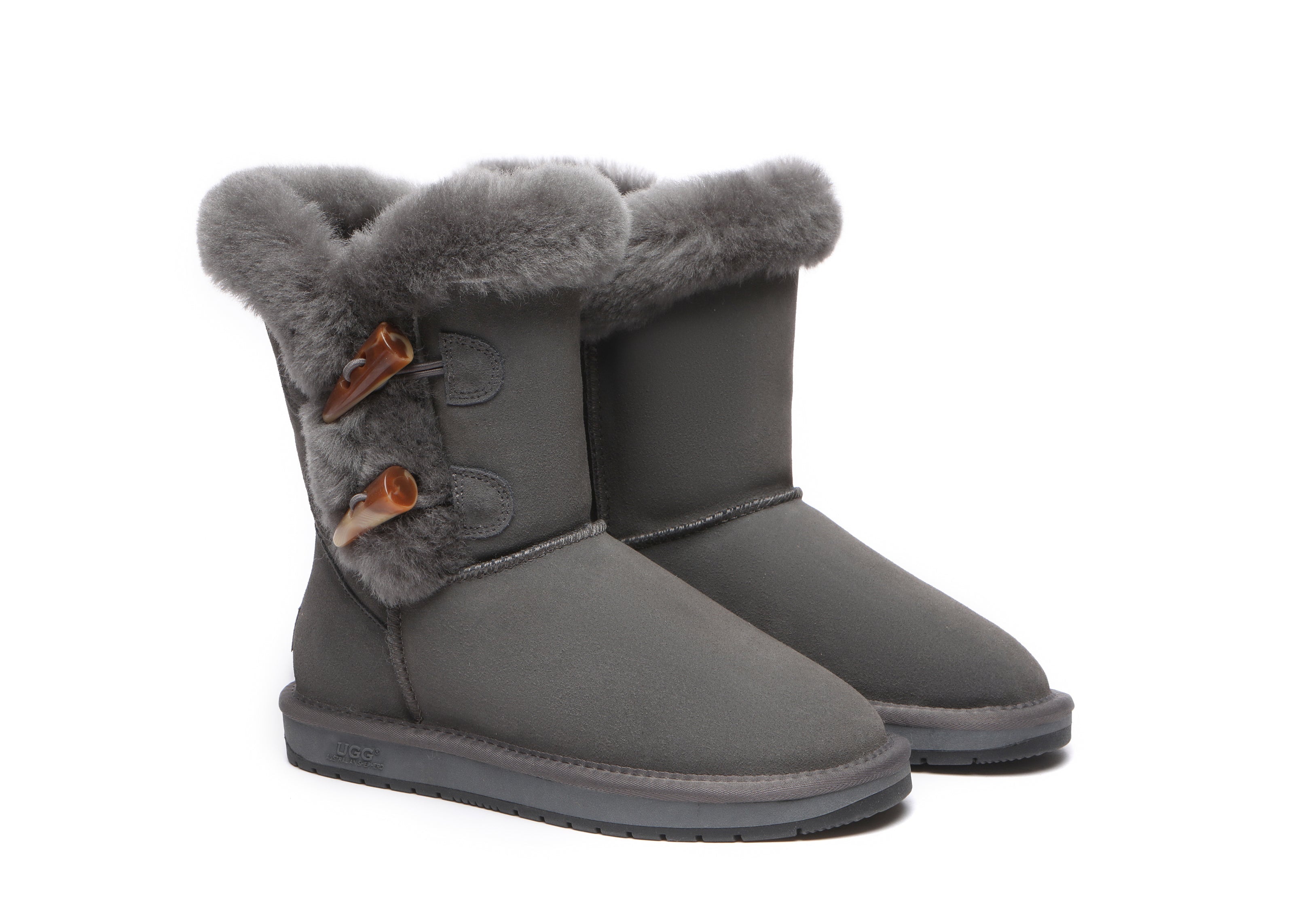 Australian Shepherd® Women's UGG Boots - Genuine Sheepskin Wool Lined Short Booties with Horn Toggle Closure | Cozy Winter Footwear for Indoor & Outdoor Wear