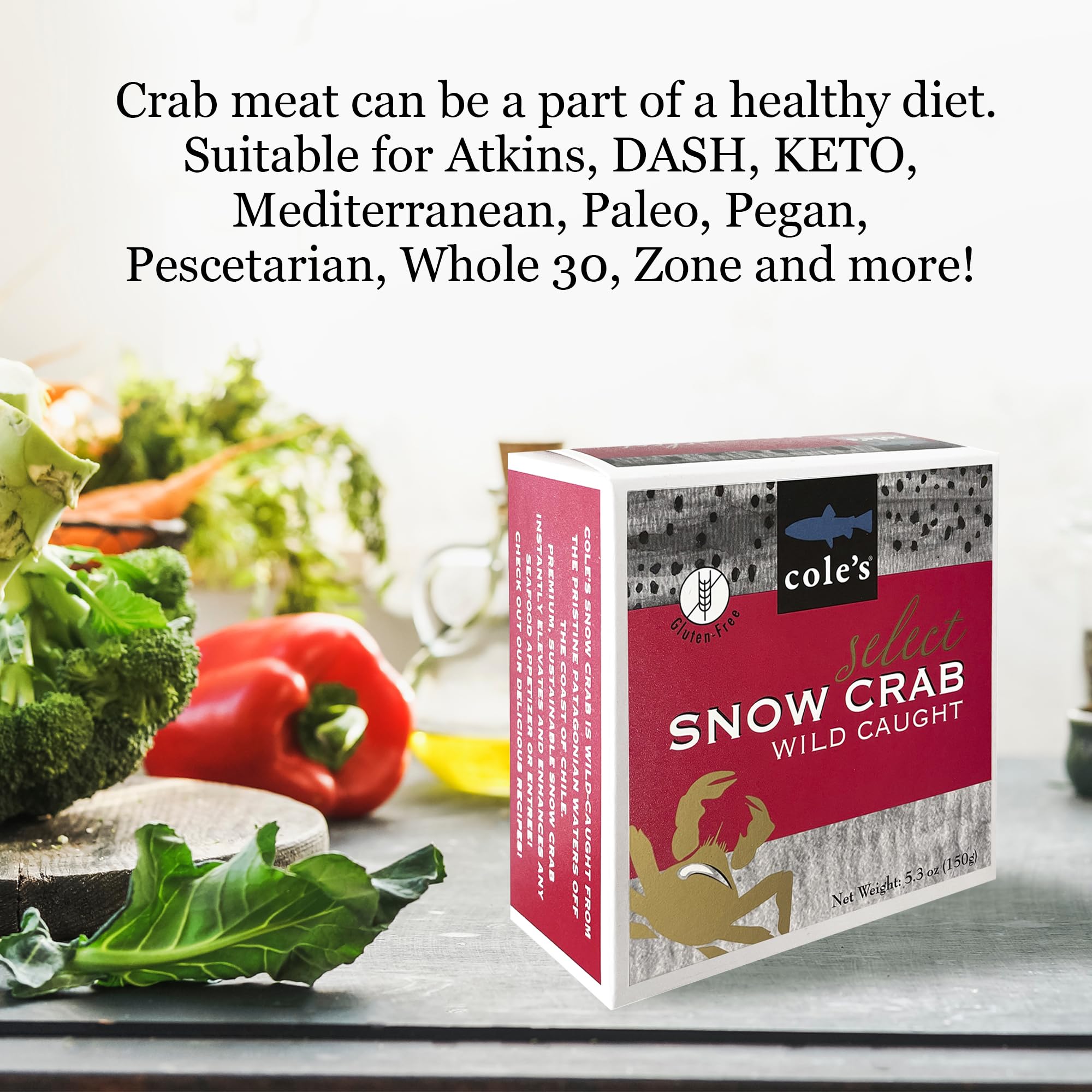 Premium Wild-Caught Patagonian Snow Crab Meat from Chile | High Protein & Omega-3 | No Preservatives | 5.3 oz Can | Perfect for Salads, Pasta & Seafood Dishes