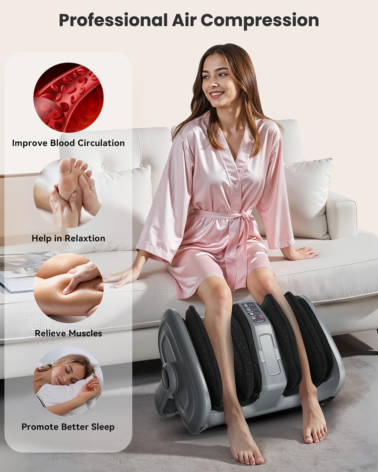 Snailax Shiatsu Foot Massager with Heat - Deep Kneading, Rolling & Compression for Plantar Fasciitis Relief - Foot & Calf Massager for Women & Men - Perfect for Home Relaxation & Christmas Gifts