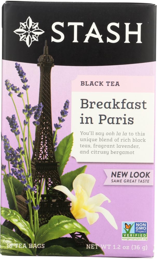 Stash Tea Breakfast in Paris Black Tea - 18 Count Tea Bags in Foil (Pack of 6) | Premium Loose Leaf Tea Blend | Perfect for Morning Tea Time, Afternoon Relaxation & French-Inspired Tea Parties