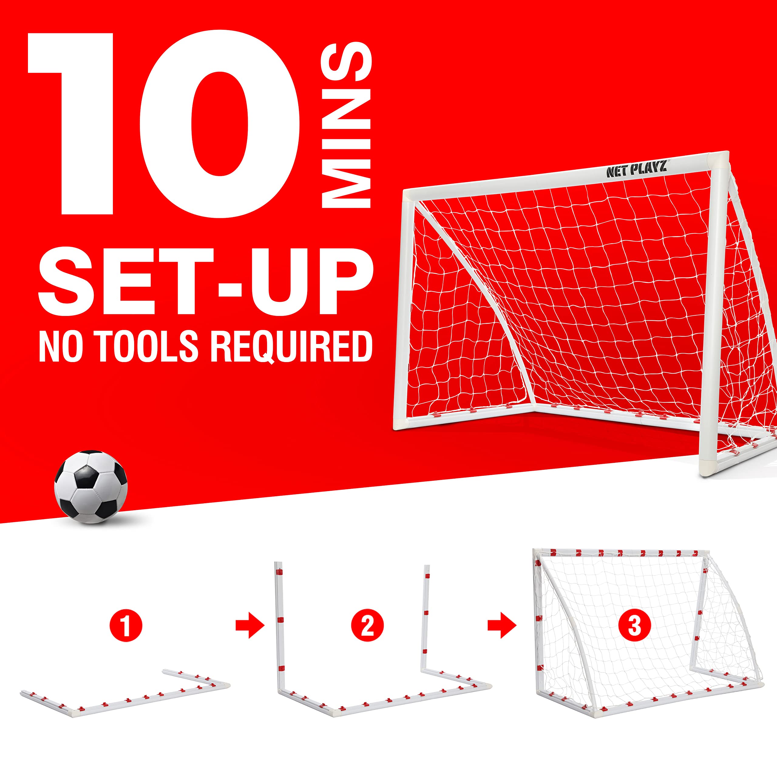 6'x4' Portable Soccer Goal for Kids & Teens - High-Strength Weatherproof Backyard Football Net with Quick Setup - Perfect Sports Gift for Ages 3-14 - Ideal for Backyard Practice, Youth Training & Outdoor Games (White)