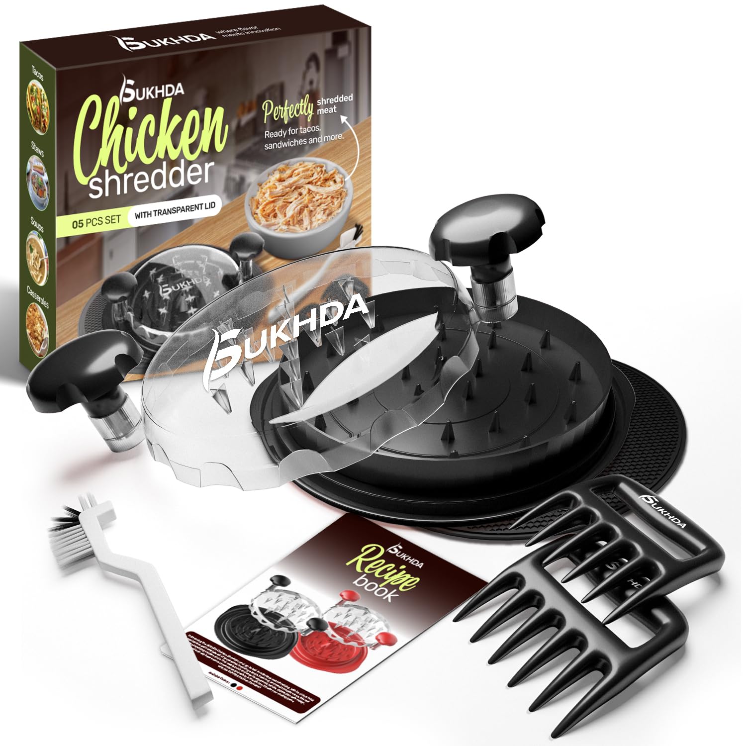 Chicken Shredder Tool - Non-Slip Meat Grinder with Cleaning Brush | Perfect for Meal Prep & BBQ