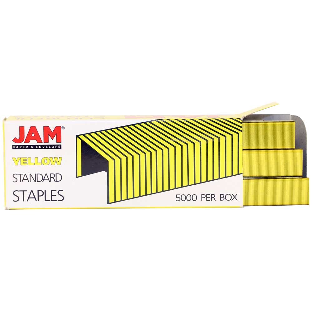 JAM PAPER Office Starter Kit - Yellow - Stapler, Tape Dispenser, Staples, Paper Clips & Binder Clips - 5/Pack - Perfect for Home Office, School Supplies & Workplace Organization