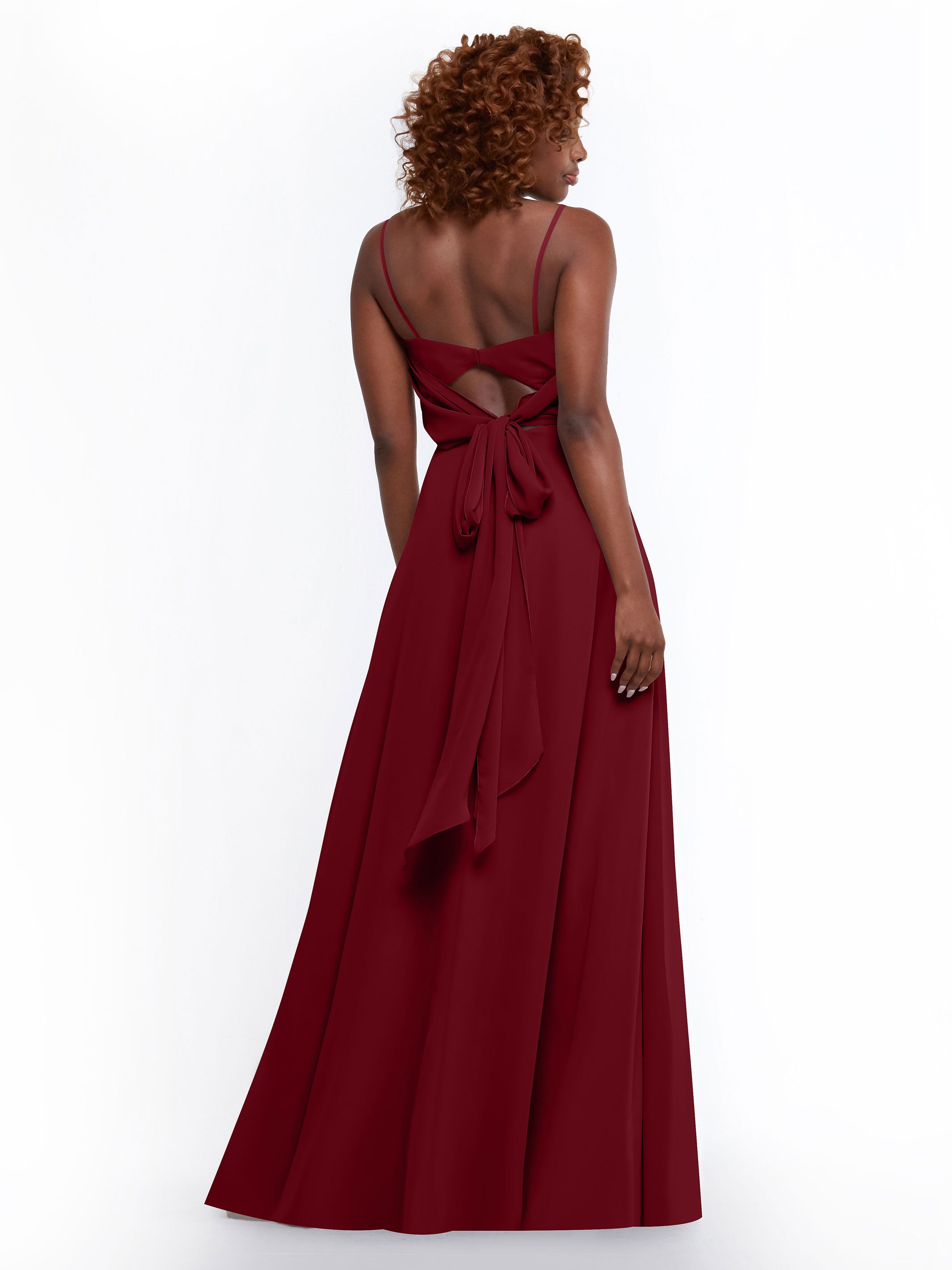 Elegant A-Line Bridesmaid Dress with Flowy Chiffon Skirt & Thigh High Slit - Perfect for Weddings, Formal Events & Special Occasions