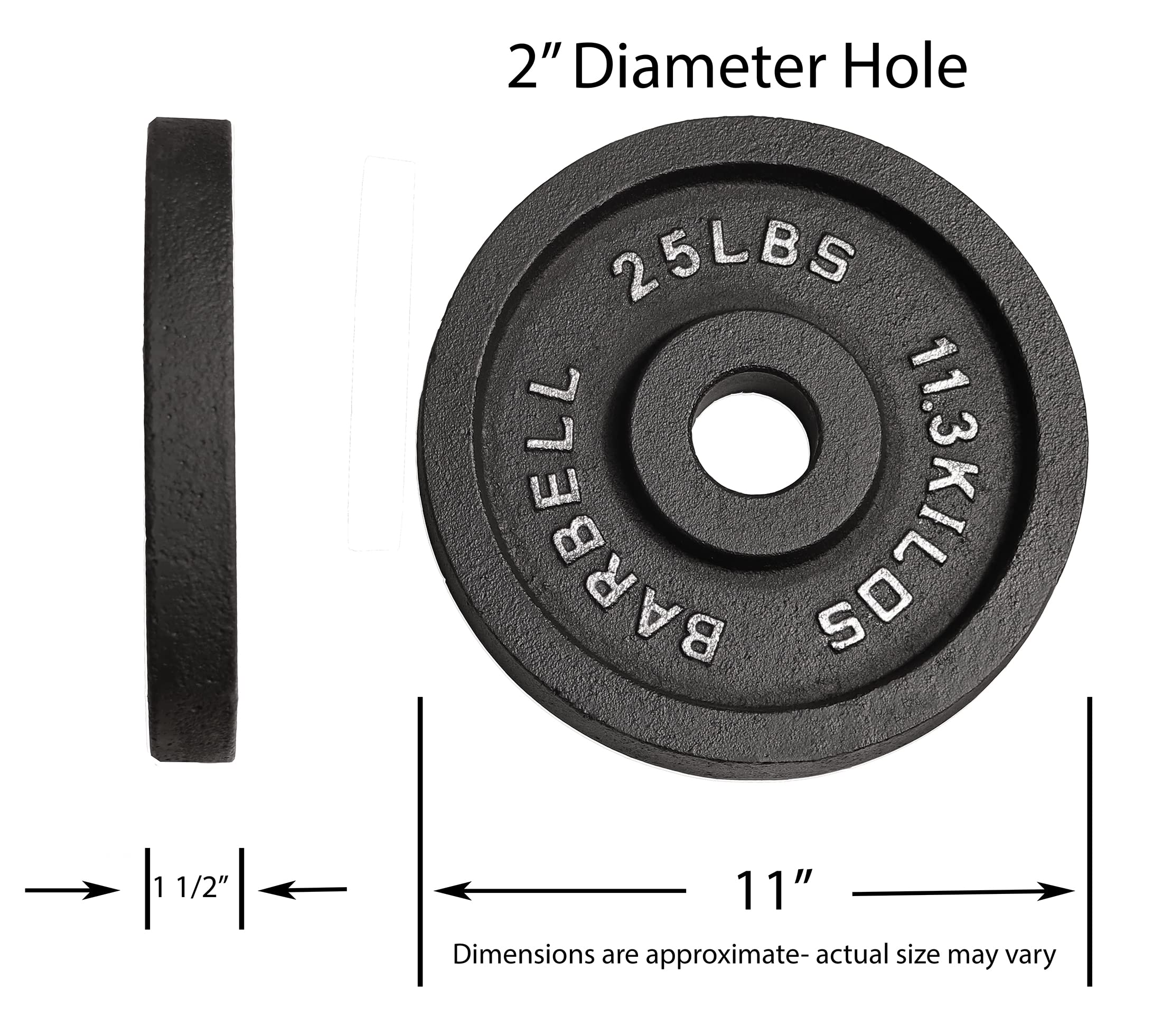 Deltech Fitness 25 lb. Cast Iron Olympic Weight Plates - Pair for Strength Training, CrossFit, and Home Gym Workouts