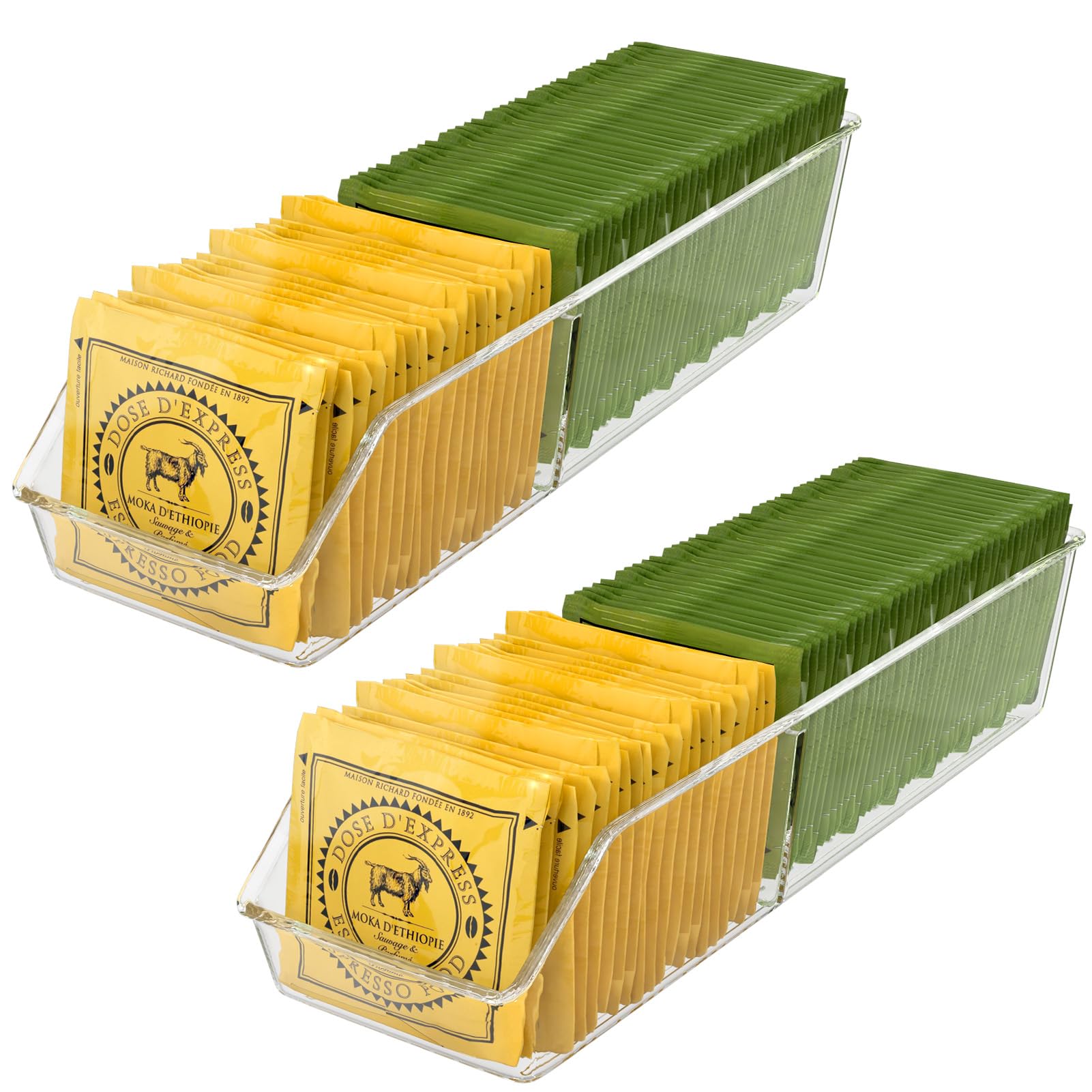 MaxGear Clear Plastic Tea Bag Organizer and Storage Holder - 2 Pack for Pantry, Kitchen, Cabinet & Countertop | Perfect for Tea Lovers & Organized Spaces