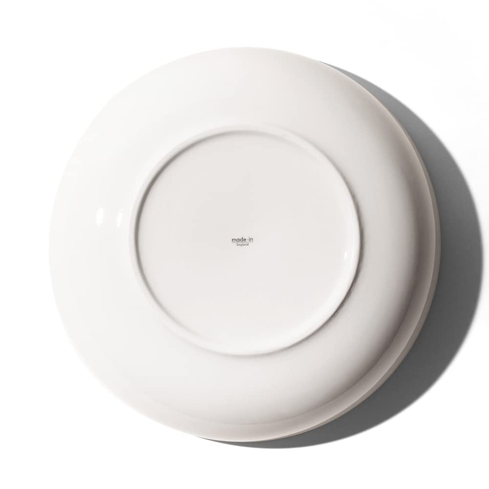 Premium Porcelain Serving Bowl - White with Red Rim - Made in England - Elegant Dinnerware for Entertaining & Special Occasions