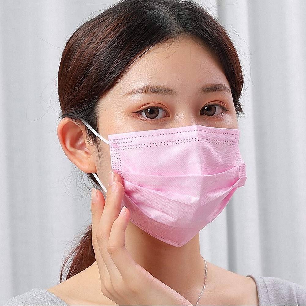 1000 Pcs Bulk Disposable Face Masks, 3-Ply Breathable Protection - Pink (1000 Count) | Ideal for Daily Use, Travel, Work & Public Safety