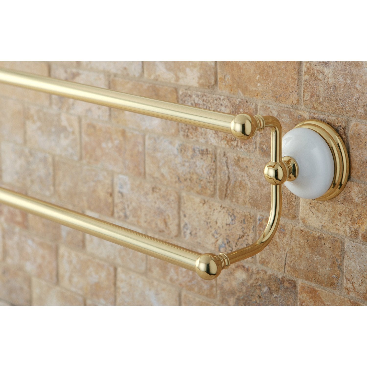 Polished Brass 24-Inch Double Towel Bar - Bathroom Towel Rack for Hanging & Organizing Towels - BA1113PB - Perfect for Bathrooms, Spas, and Guest Rooms