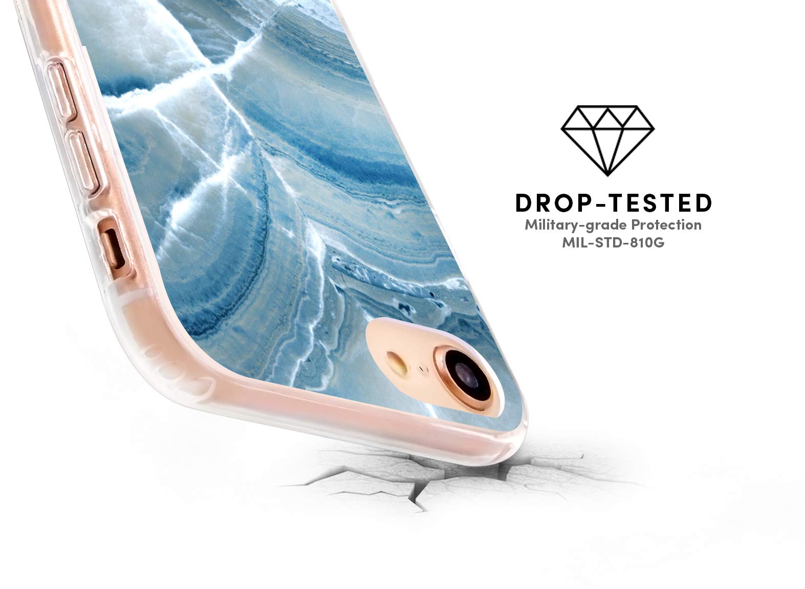 Casery Aqua Marble Protective Case for iPhone Xs Max - Slim Shockproof Cover with Stylish Marble Design (IXMH-0300) - Perfect for Everyday Use, Work & Travel