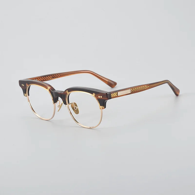 Stylish Black Unisex Acetate & Titanium Round Eyeglasses with Thick Full Rim - Perfect for Reading, Work, and Everyday Fashion