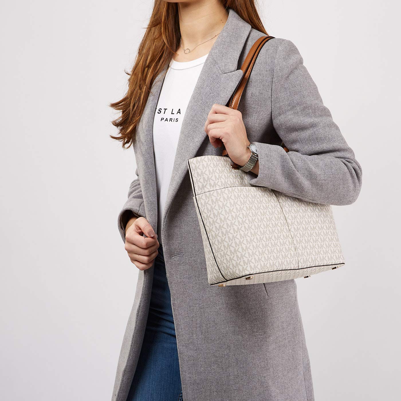 Michael Kors Signature Bright White Handbag for Women - Stylish Designer Tote, Crossbody & Shoulder Bag - Perfect for Work, Travel & Everyday Use