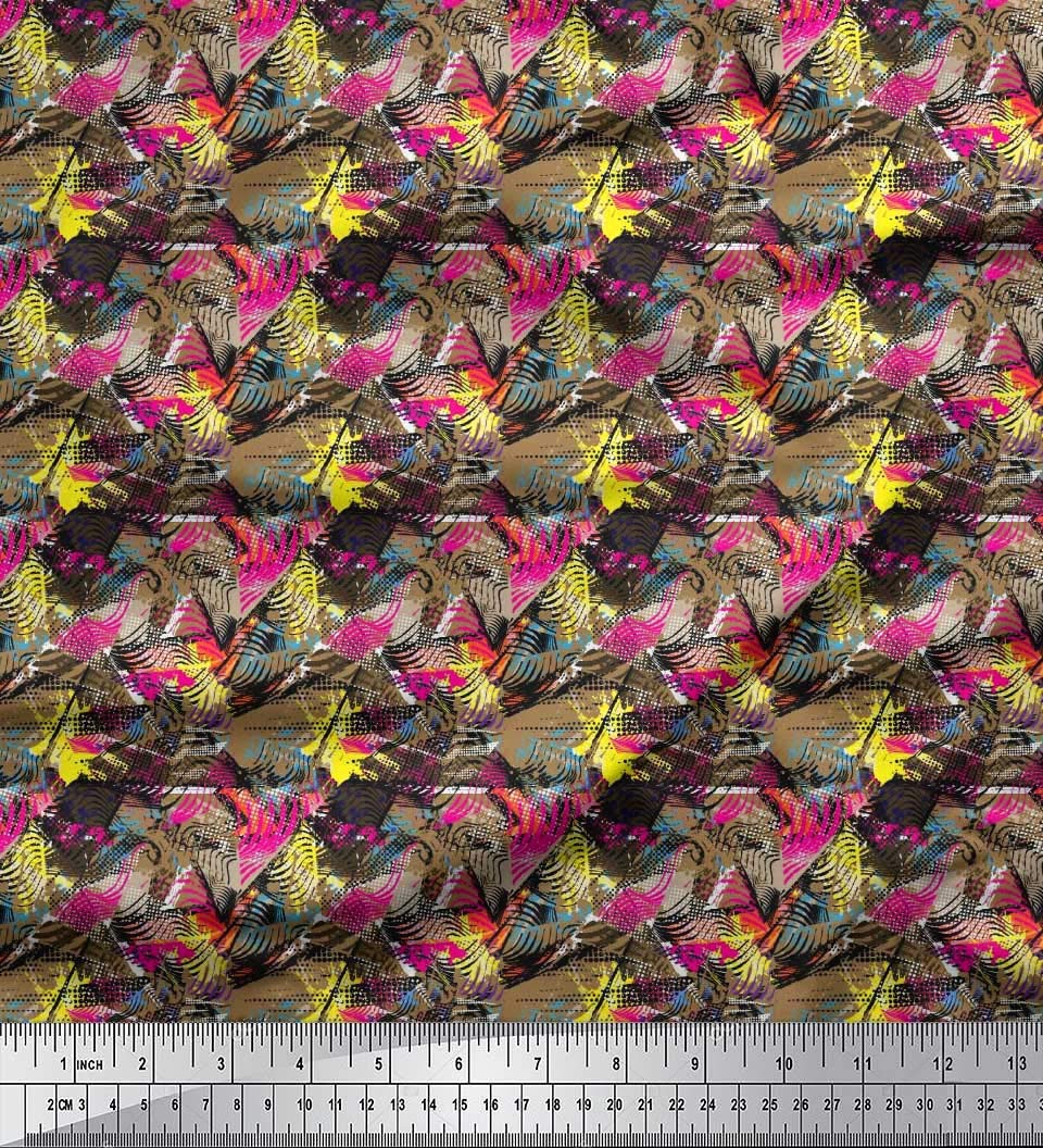 Soimoi Moss Georgette Brown Fabric by The Yard - 42 Inch Wide Animal Skin Abstract Print Fabric for Dresses, Curtains & Home Decor | Wild & Stylish Fashion Fabric for DIY Sewing Projects