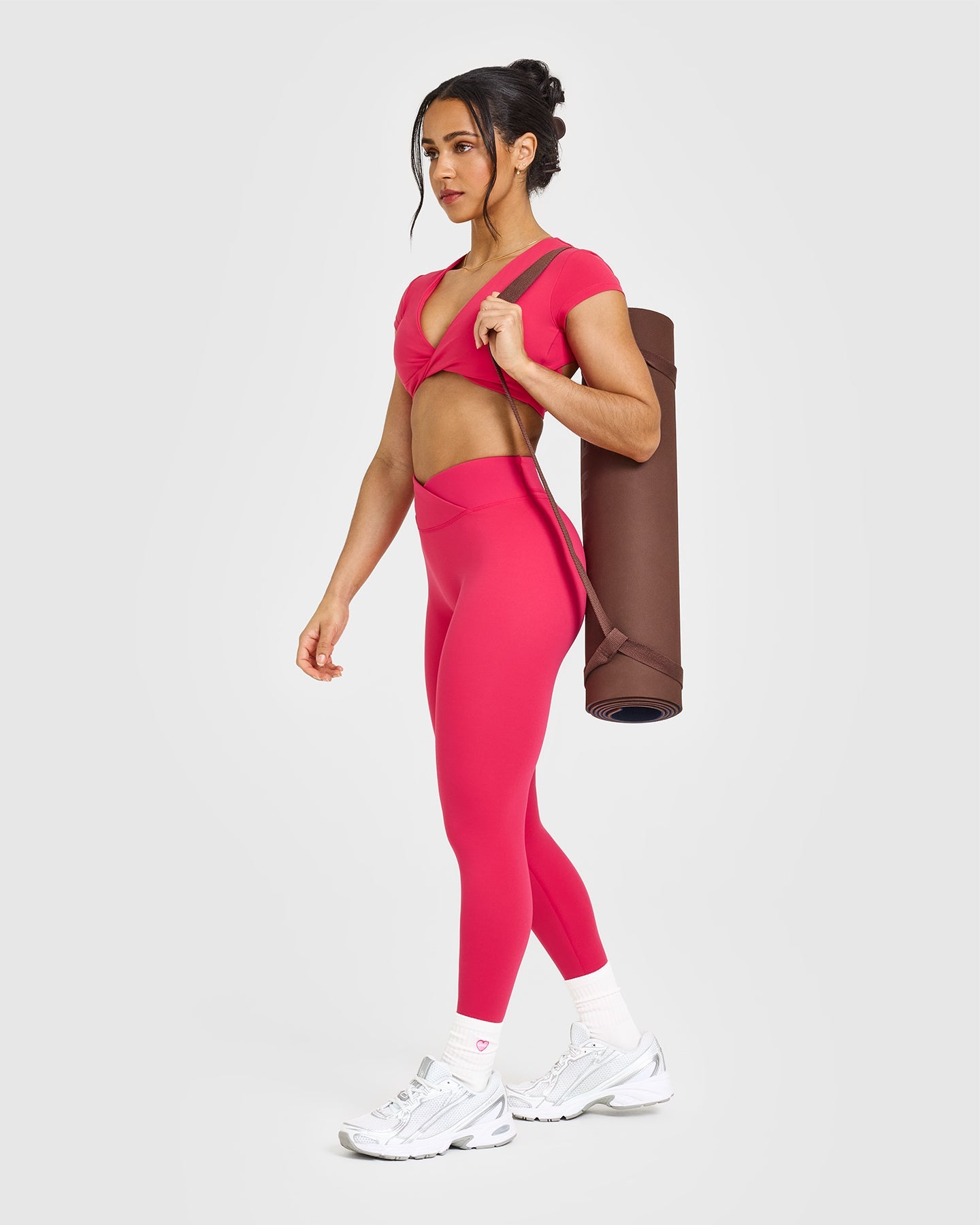 Unisex Twist Front Short Sleeve Crop Top - Berry Bloom Color | Perfect for Summer Outfits, Beach Wear & Casual Fashion